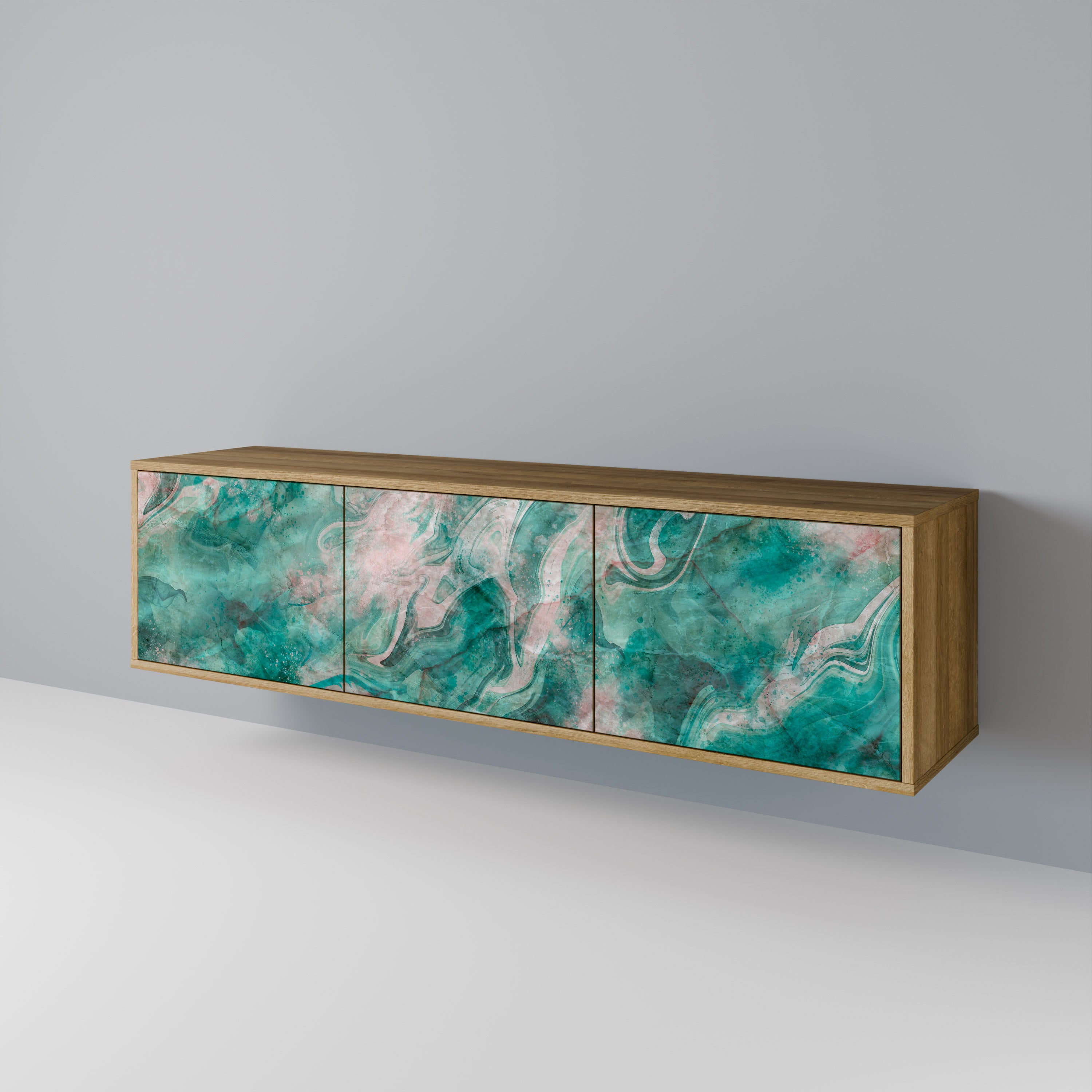Mueble de TV de 3 puertas ABSTRACT ALCHEMY con efecto roble