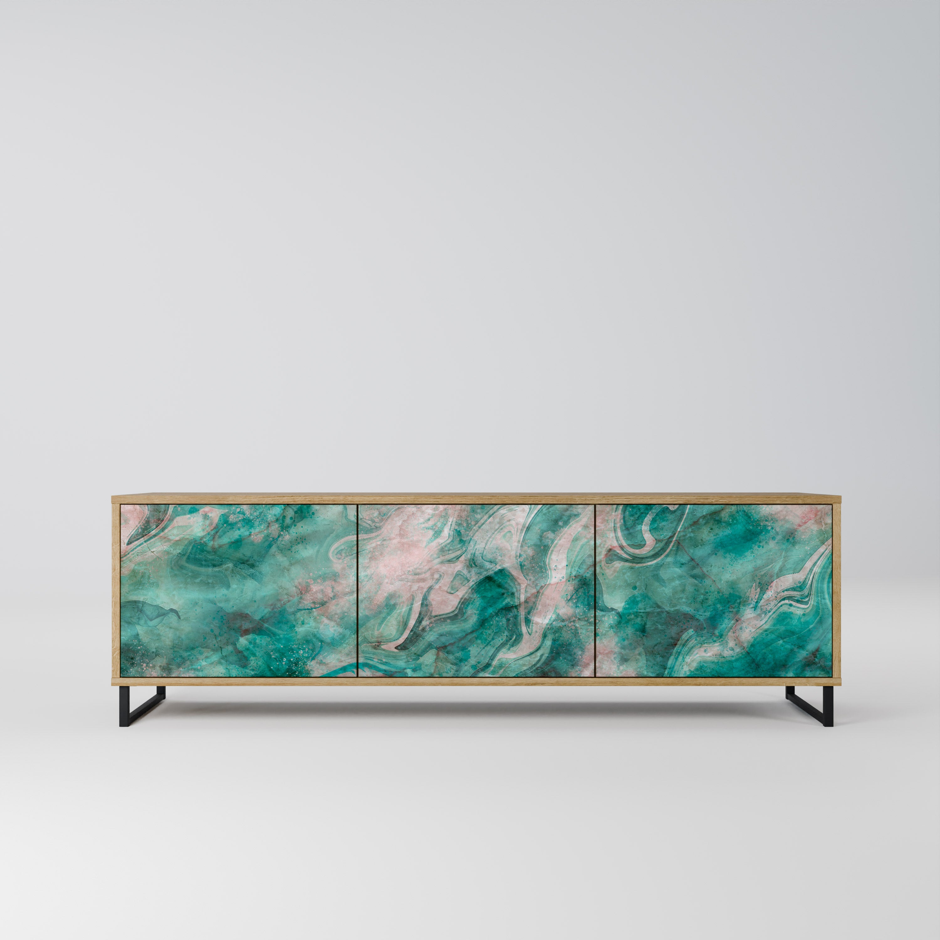 Mueble de TV de 3 puertas ABSTRACT ALCHEMY con efecto roble