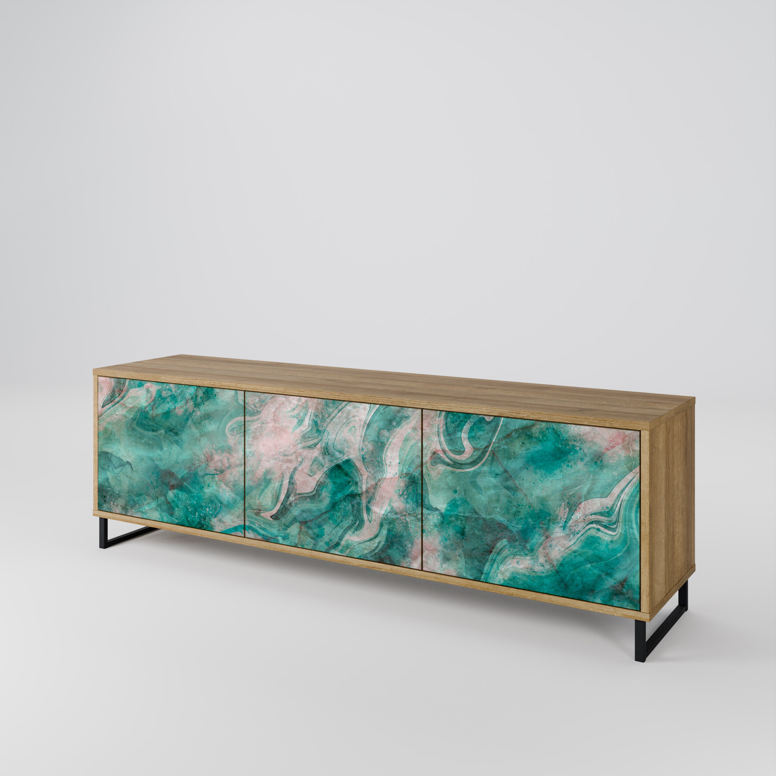 Mueble de TV de 3 puertas ABSTRACT ALCHEMY con efecto roble