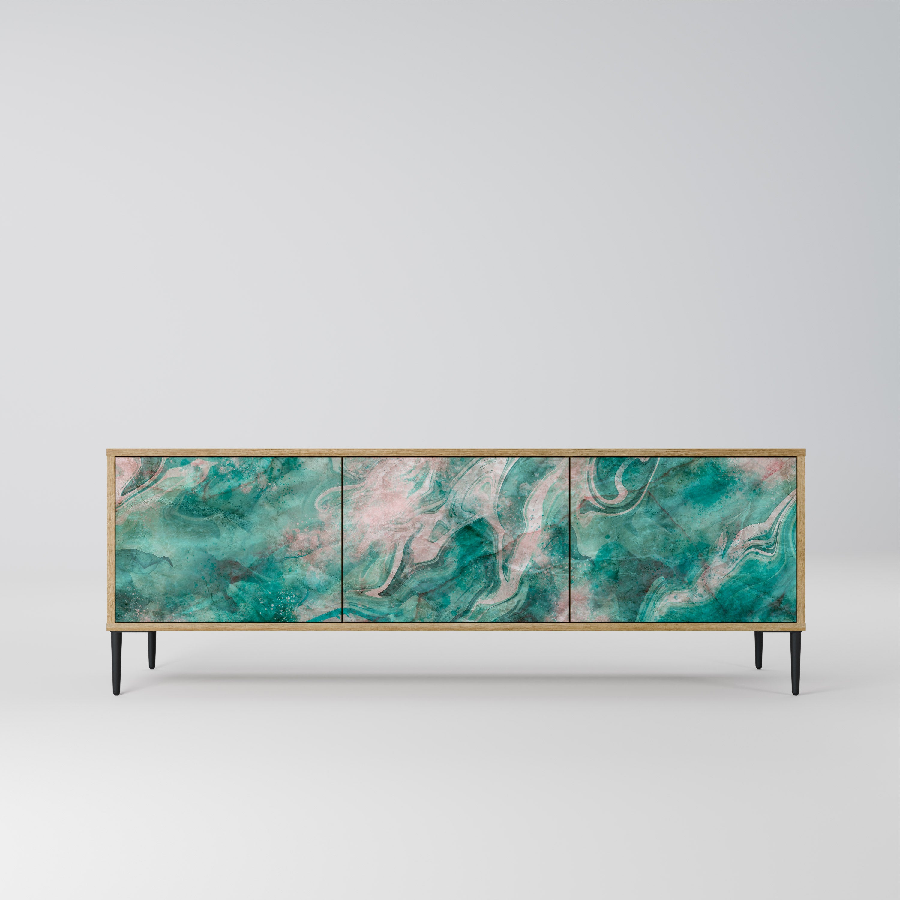Mueble de TV de 3 puertas ABSTRACT ALCHEMY con efecto roble