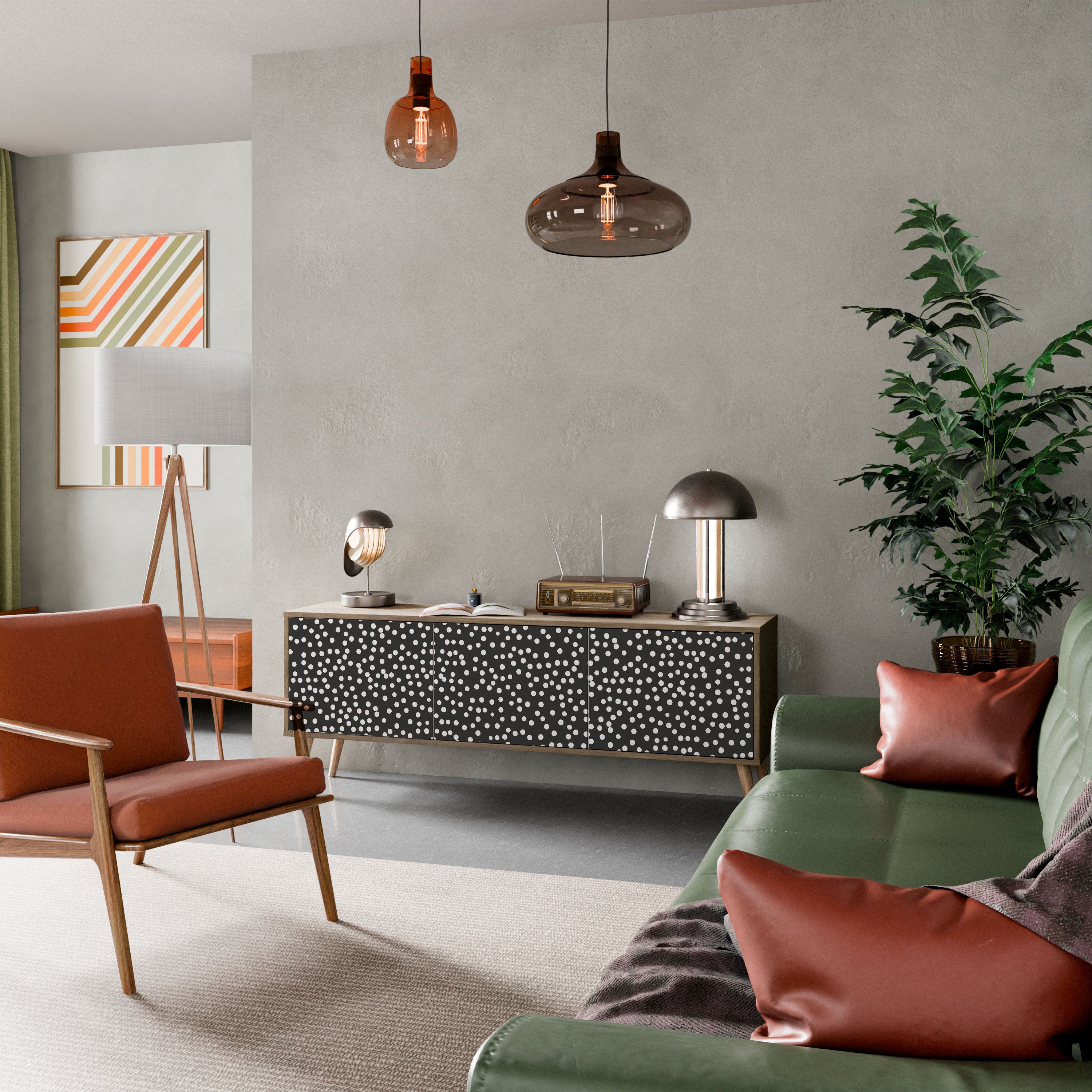 Mueble de TV de 3 puertas BLINDING LIGHTS con efecto roble
