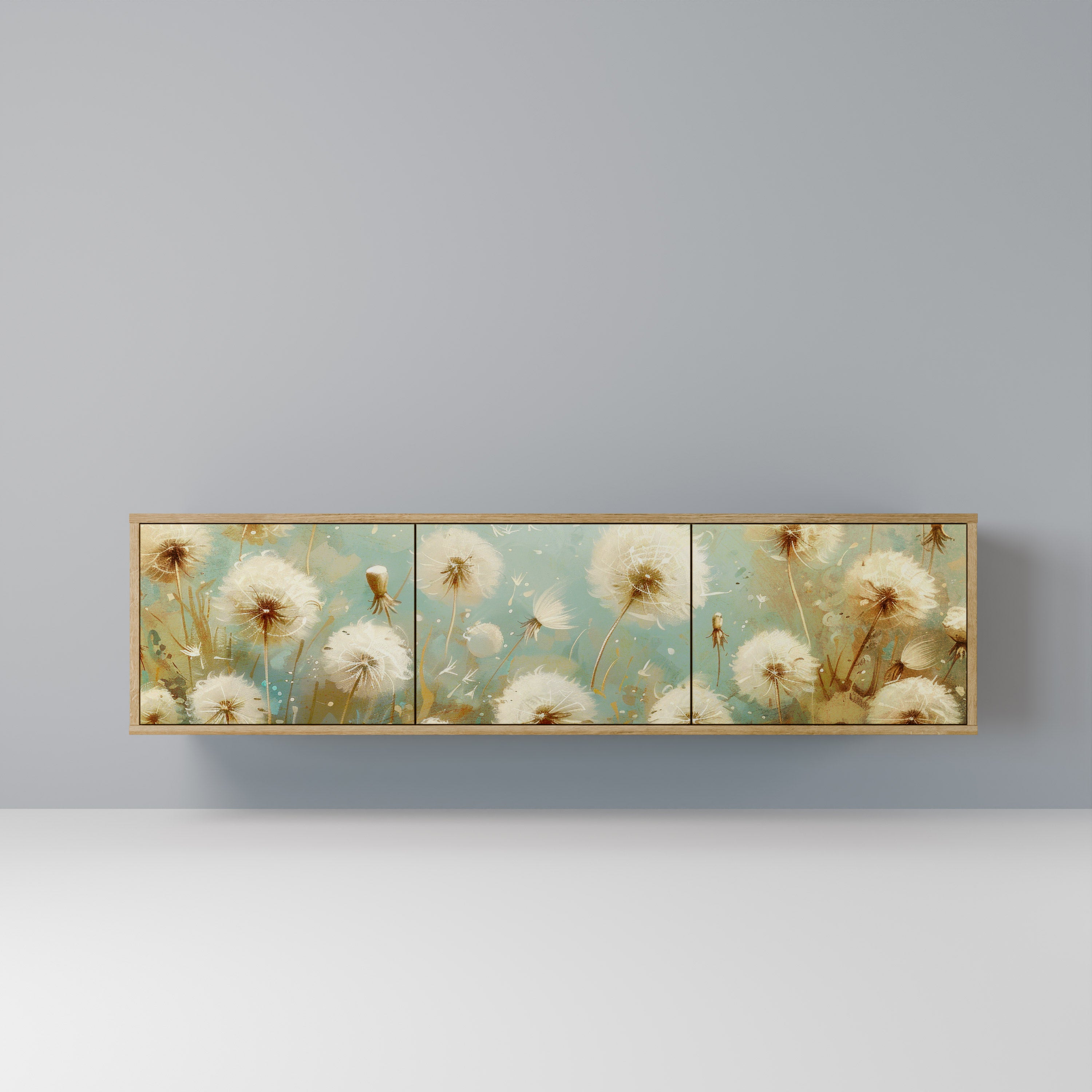 Mueble de TV de 3 puertas DREAMY MEADOW con efecto roble