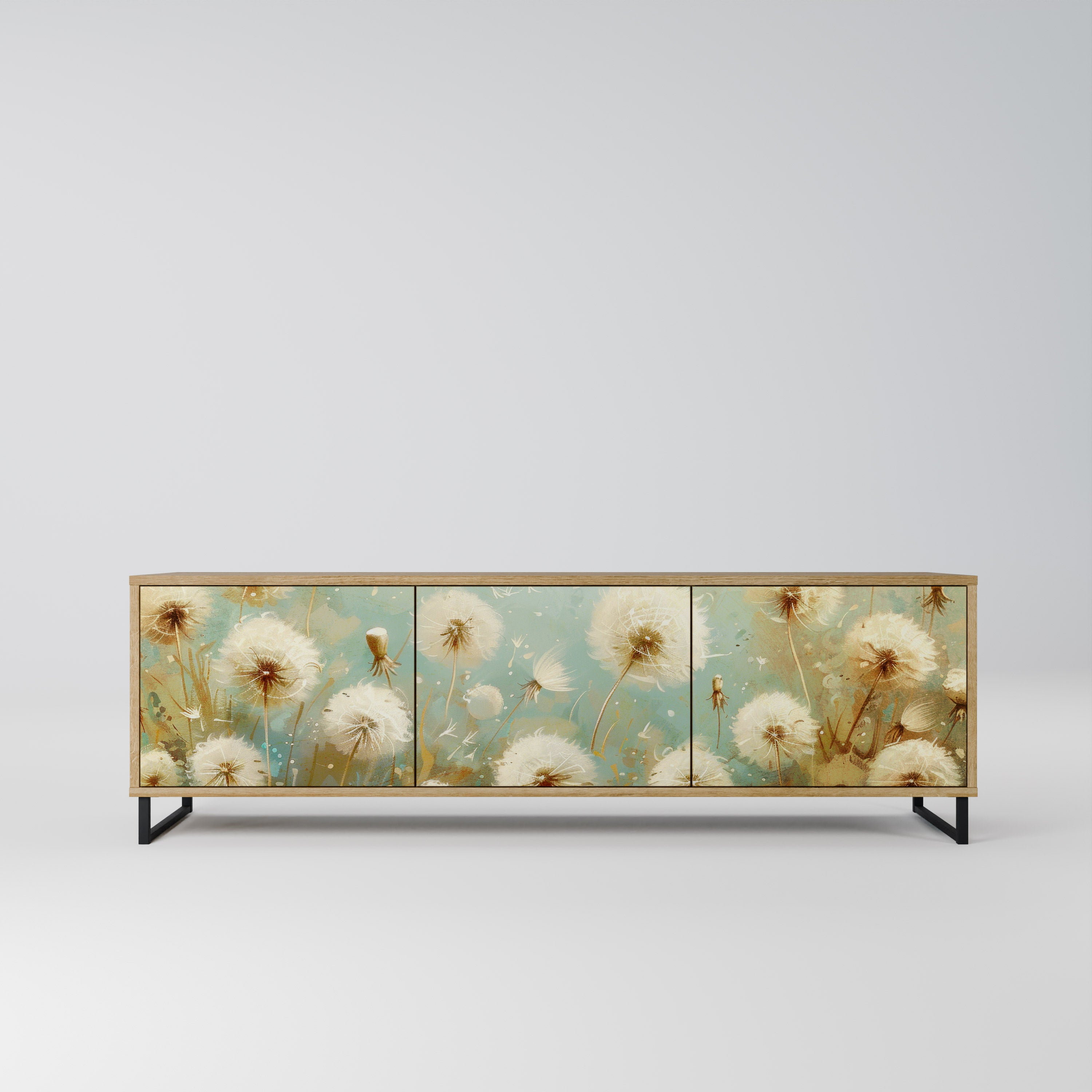 Mueble de TV de 3 puertas DREAMY MEADOW con efecto roble