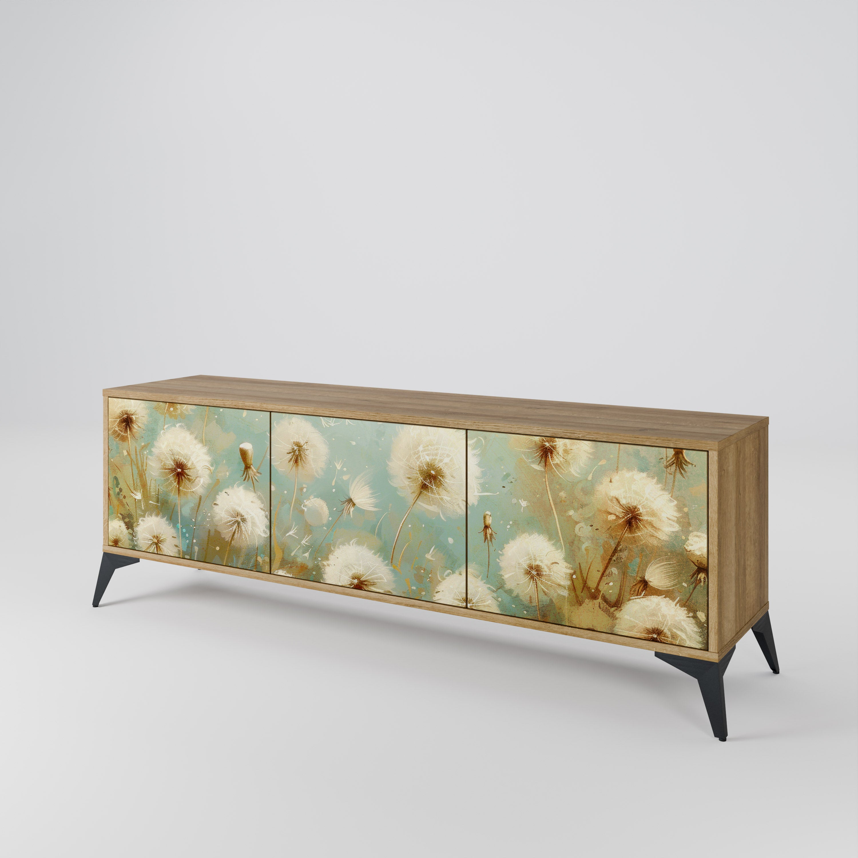 Mueble de TV de 3 puertas DREAMY MEADOW con efecto roble