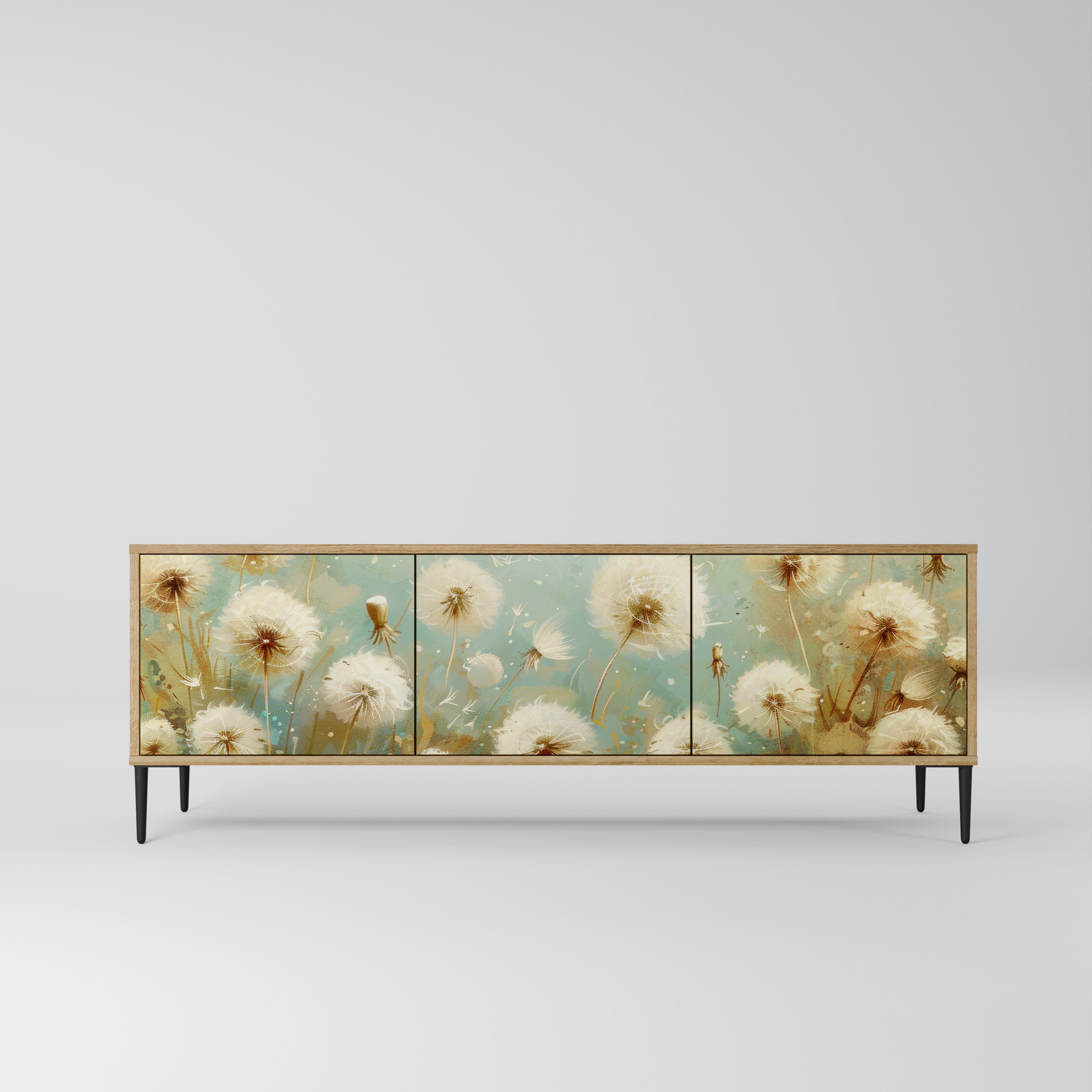 Mueble de TV de 3 puertas DREAMY MEADOW con efecto roble