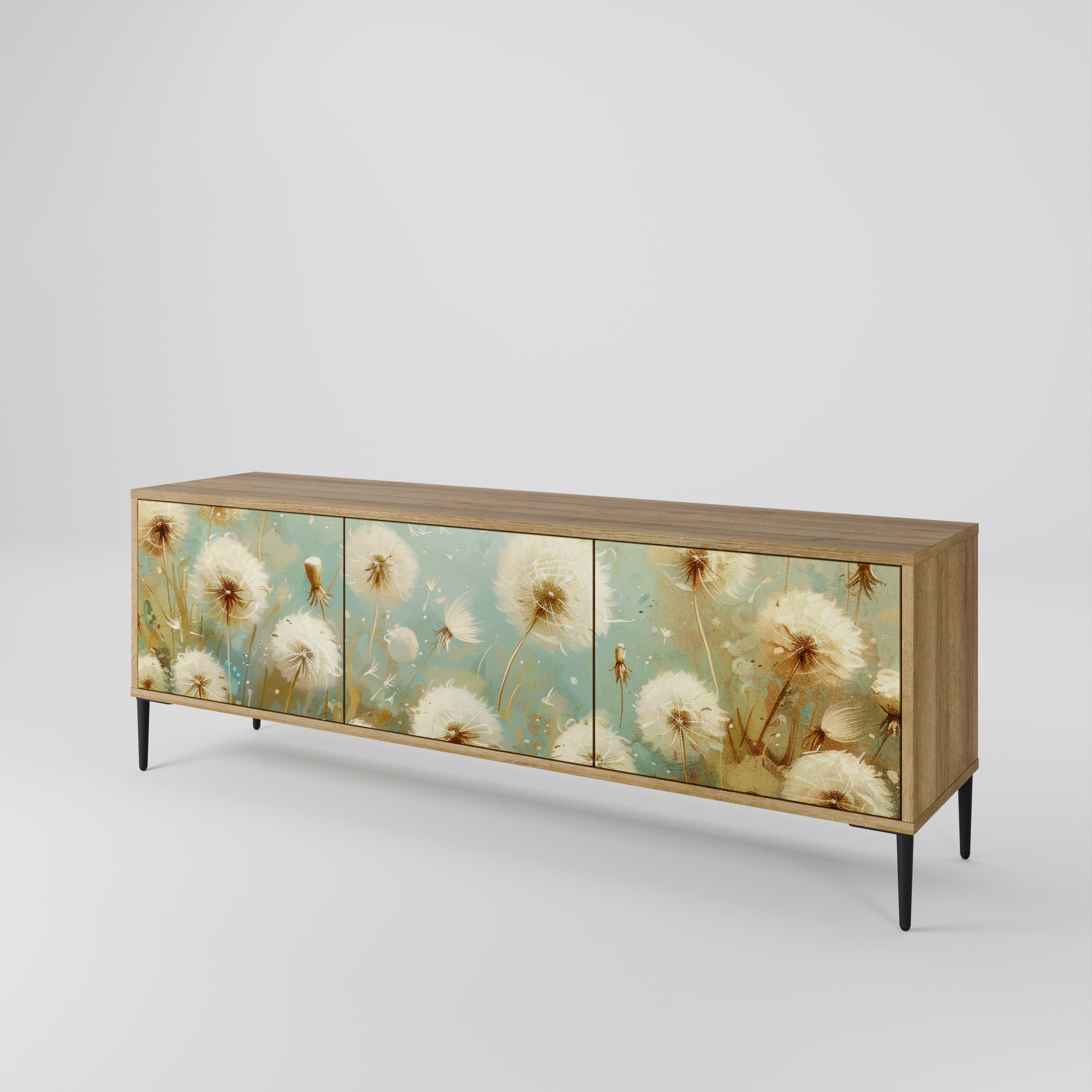 Mueble de TV de 3 puertas DREAMY MEADOW con efecto roble