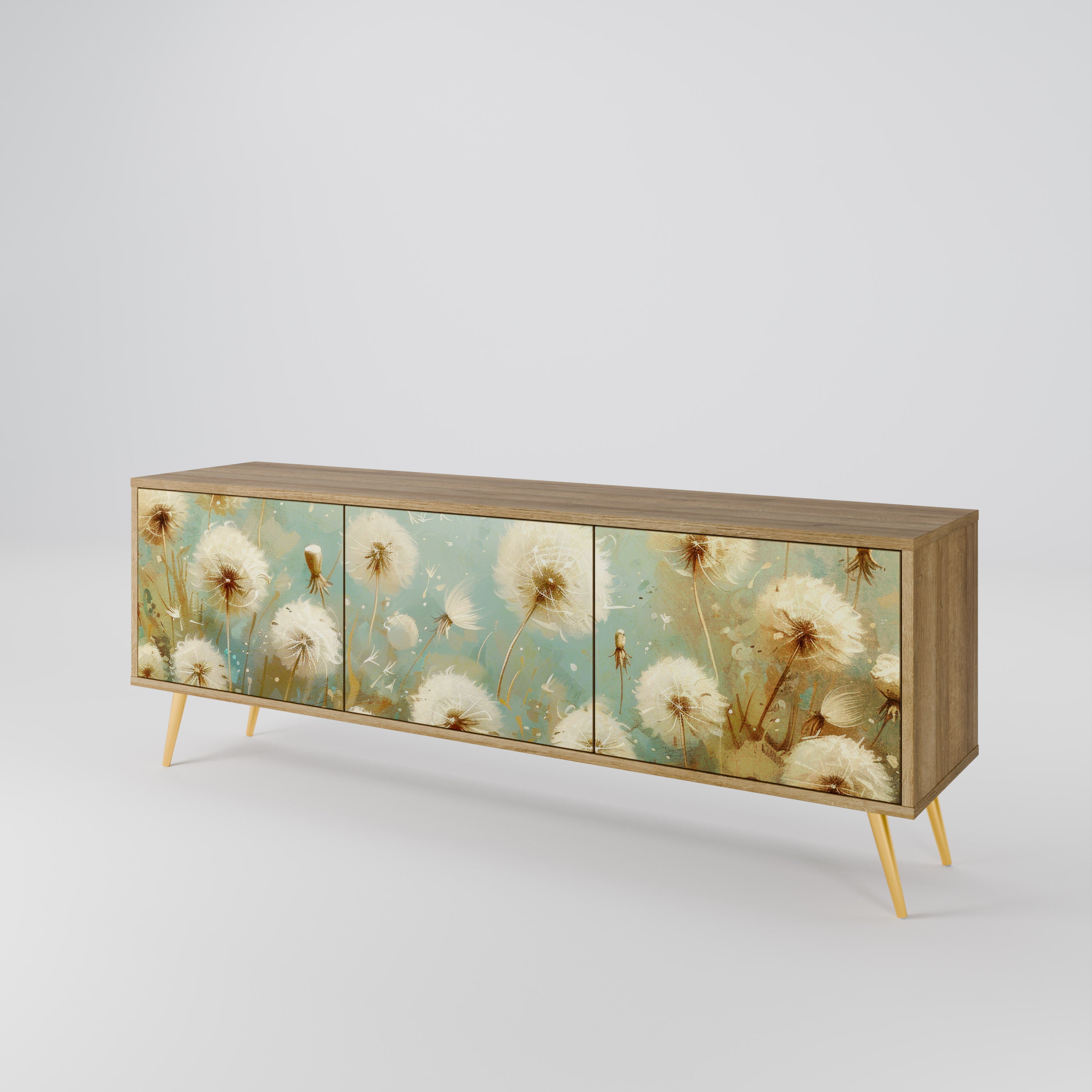 Mueble de TV de 3 puertas DREAMY MEADOW con efecto roble
