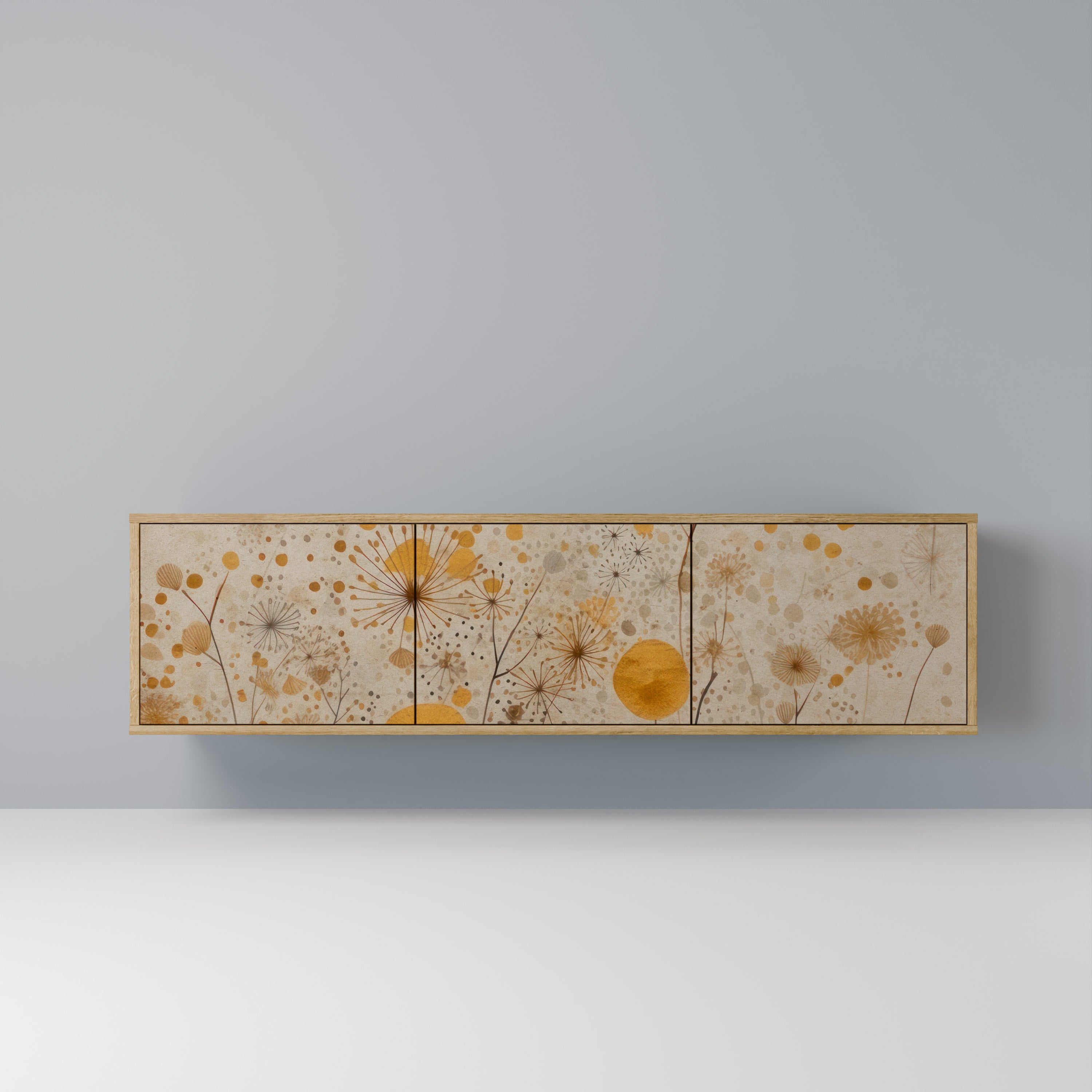 Mueble de TV de 3 puertas MORNING GLADE con efecto roble