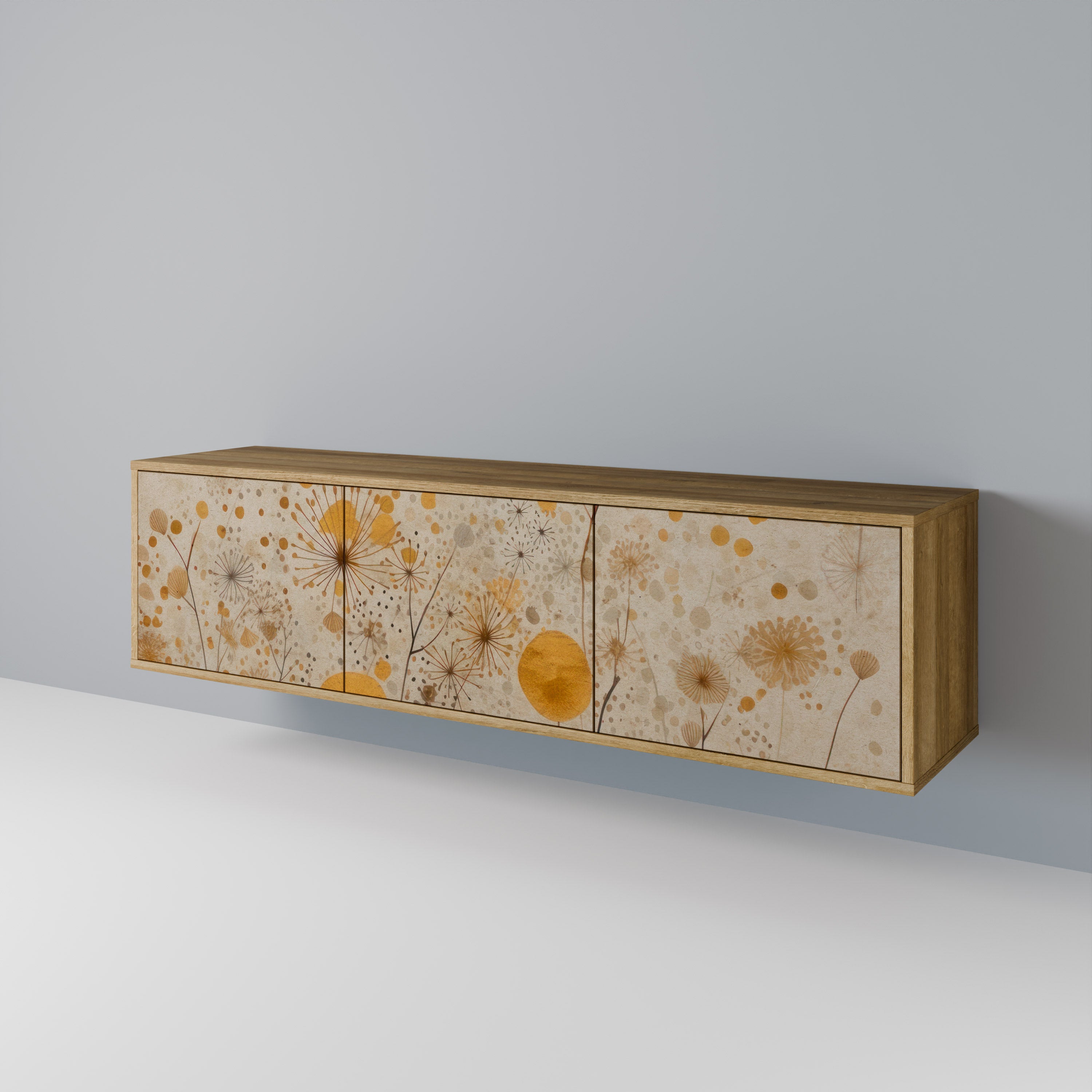 Mueble de TV de 3 puertas MORNING GLADE con efecto roble