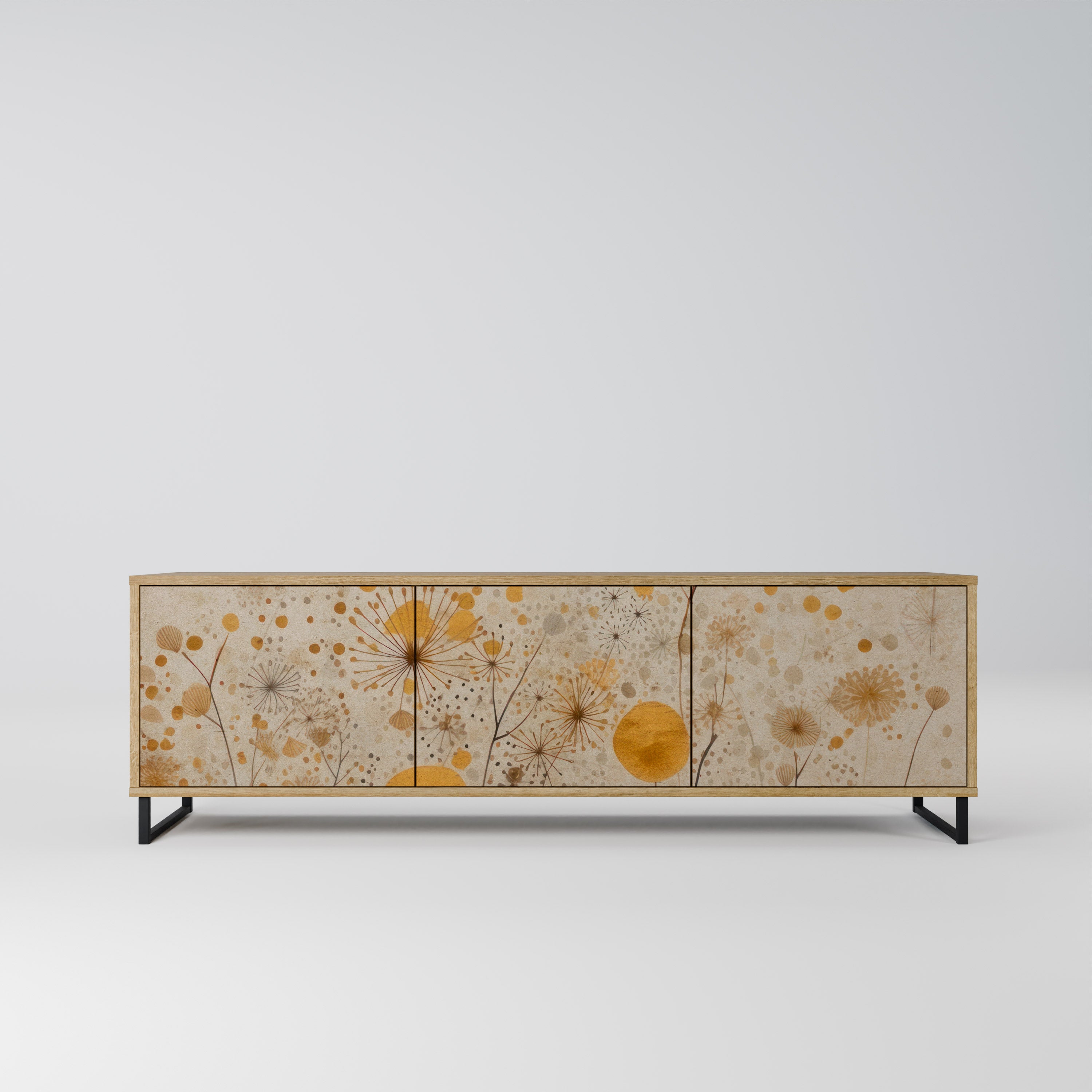 Mueble de TV de 3 puertas MORNING GLADE con efecto roble