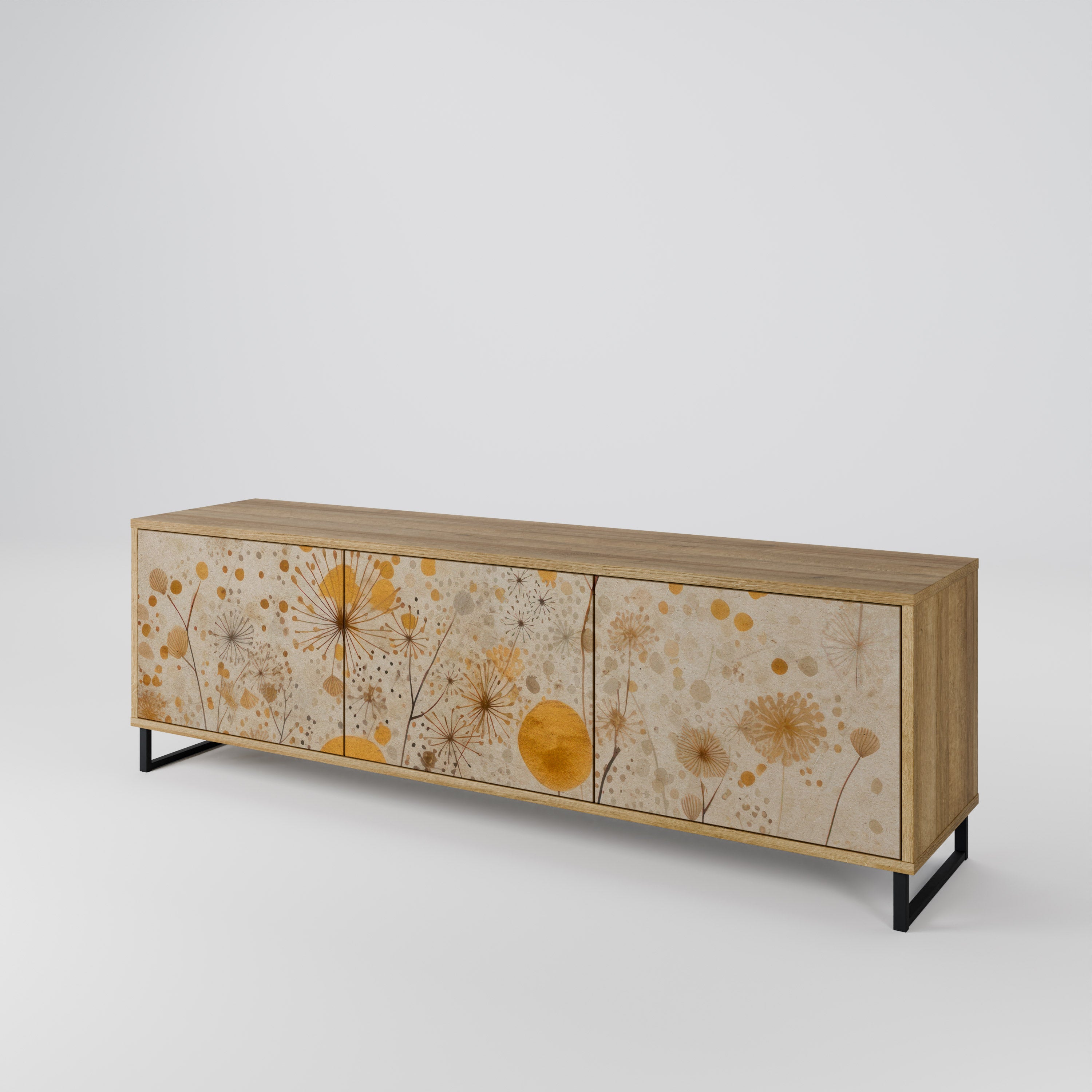 Mueble de TV de 3 puertas MORNING GLADE con efecto roble