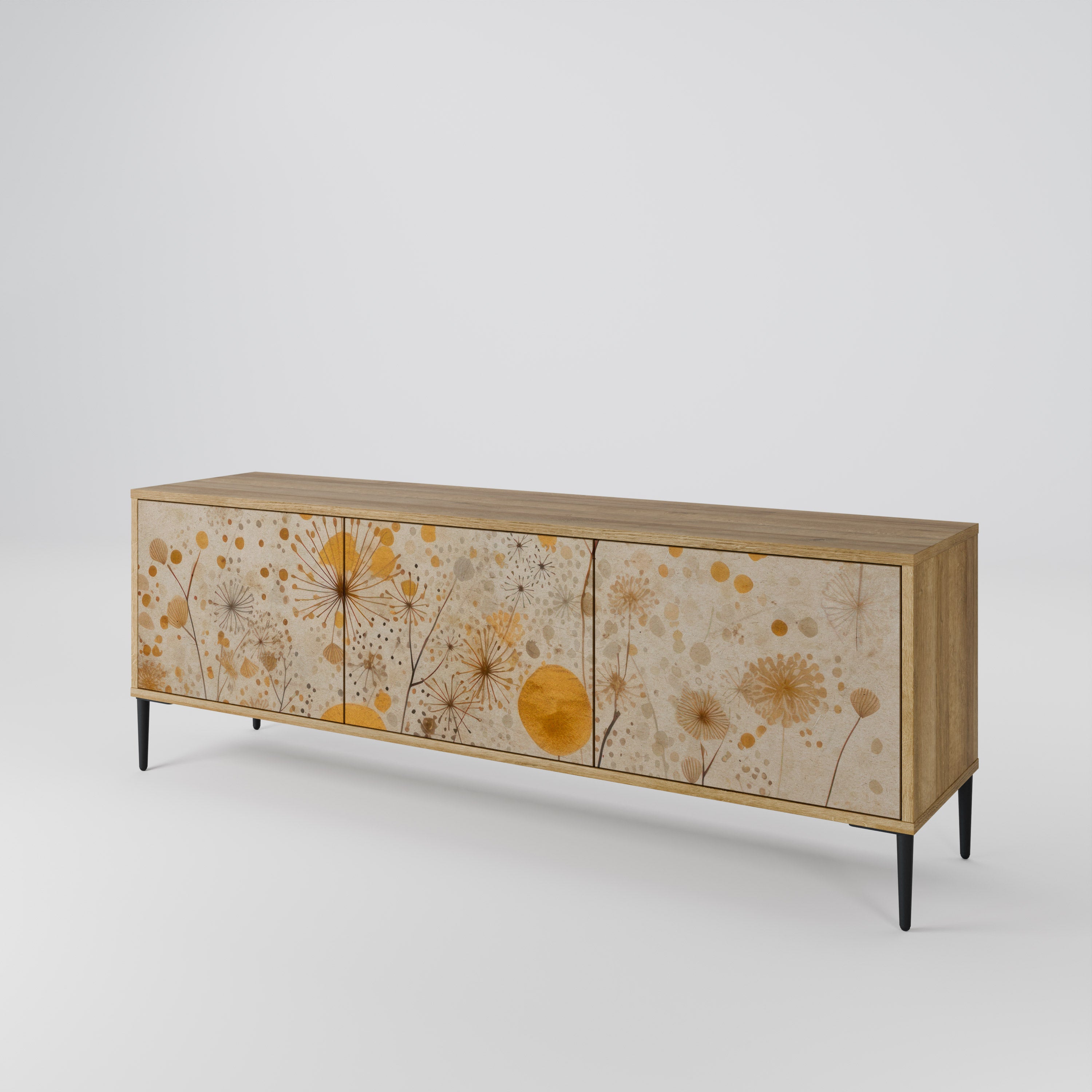 Mueble de TV de 3 puertas MORNING GLADE con efecto roble