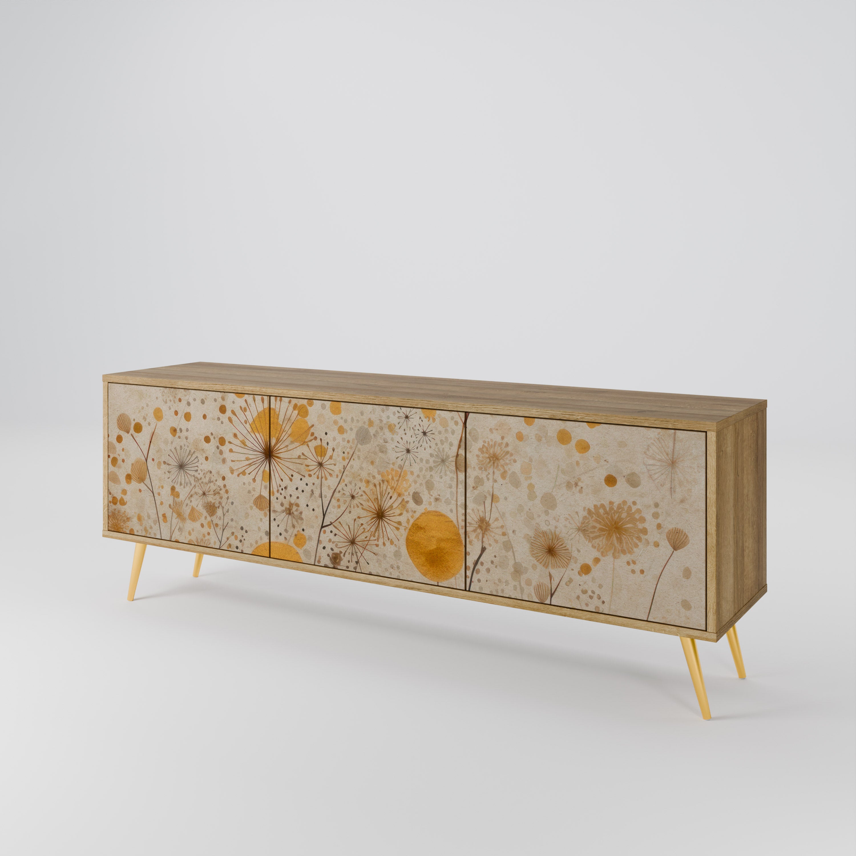 Mueble de TV de 3 puertas MORNING GLADE con efecto roble