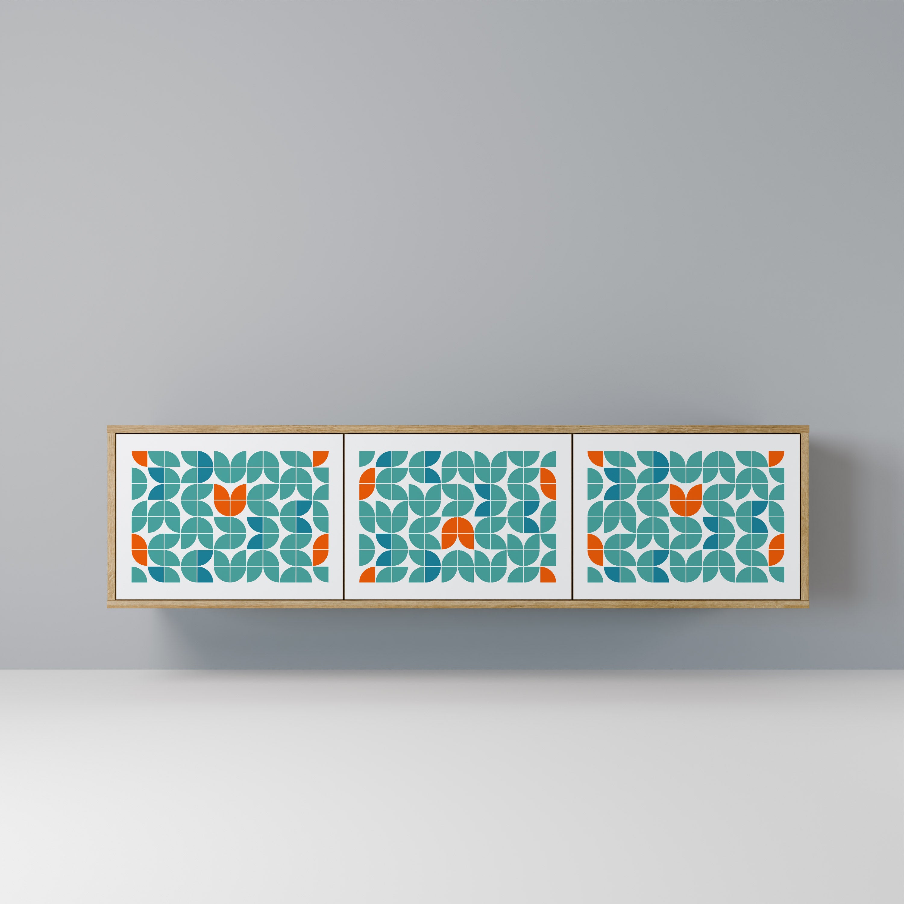 Mueble de TV de 3 puertas BE THE CHANGE con efecto roble