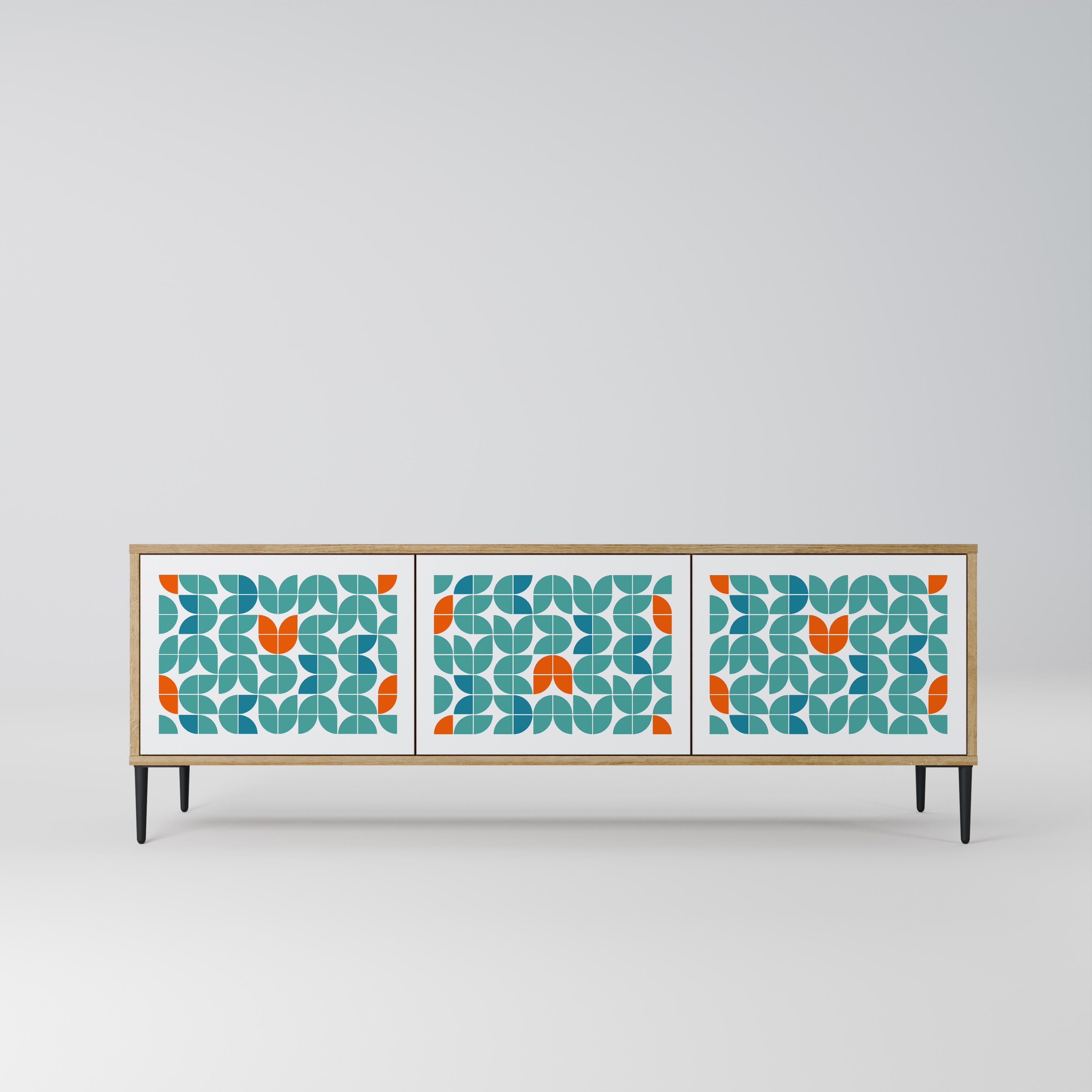 Mueble de TV de 3 puertas BE THE CHANGE con efecto roble