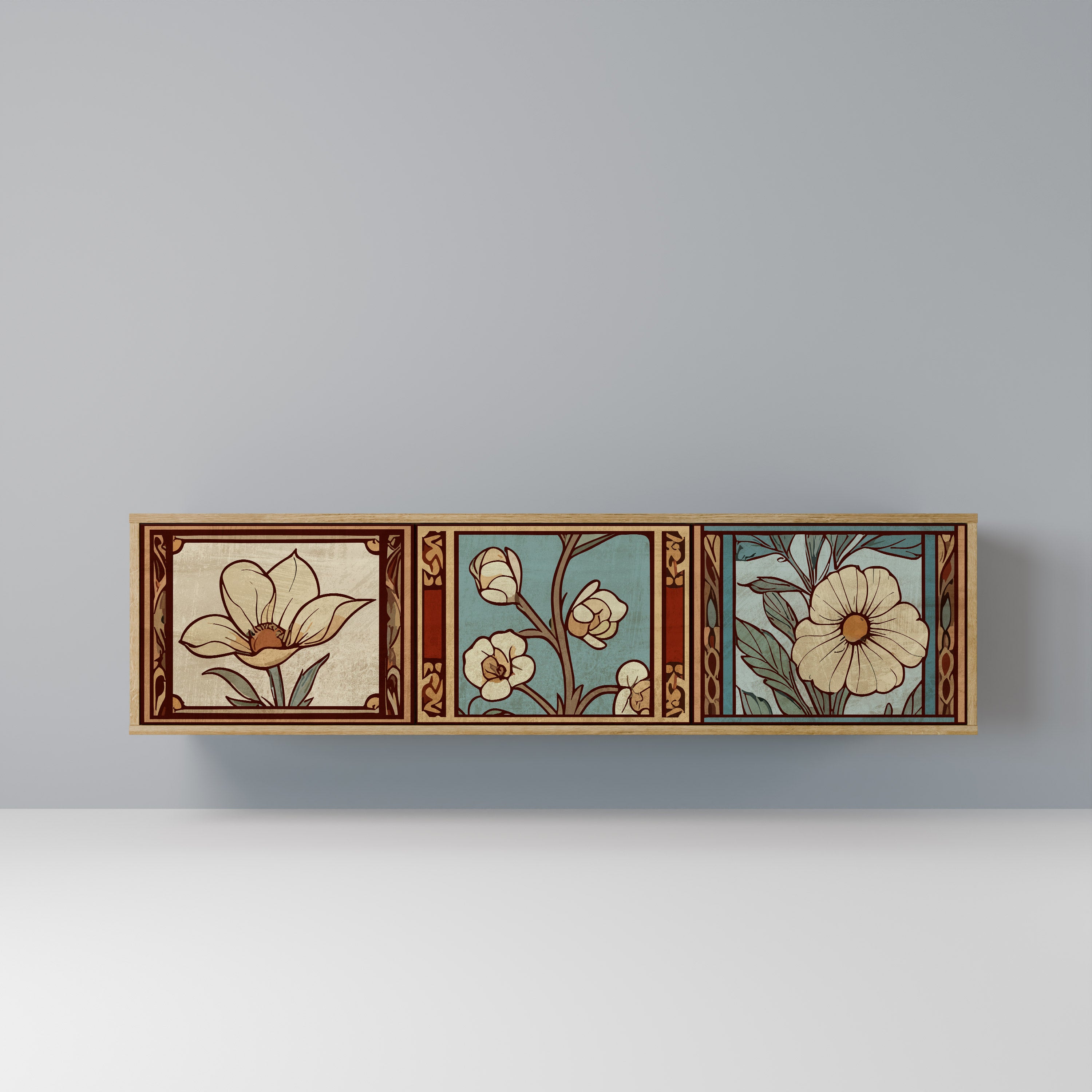 Mueble de TV TIMELESS FLORA de 3 puertas con efecto roble