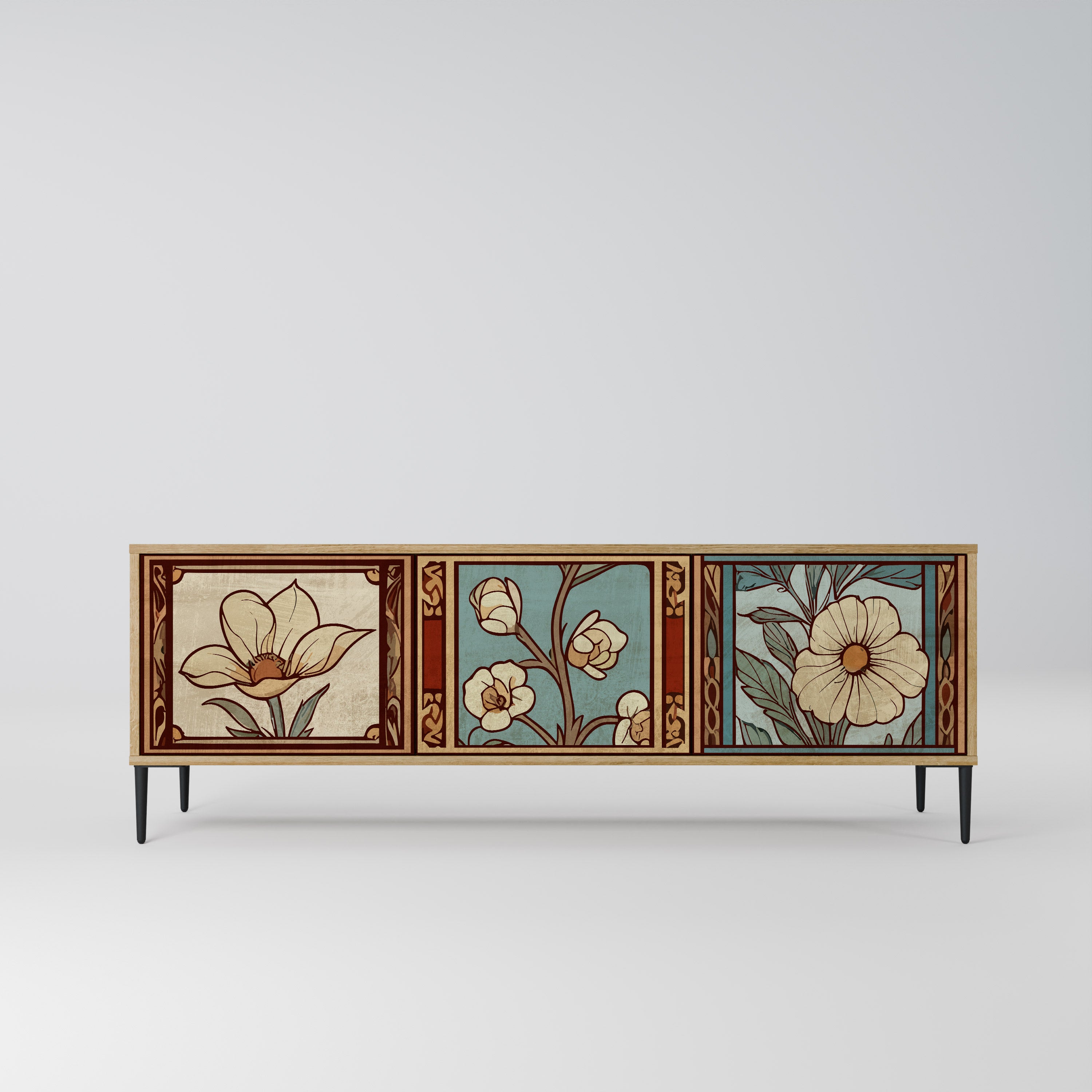 Mueble de TV TIMELESS FLORA de 3 puertas con efecto roble