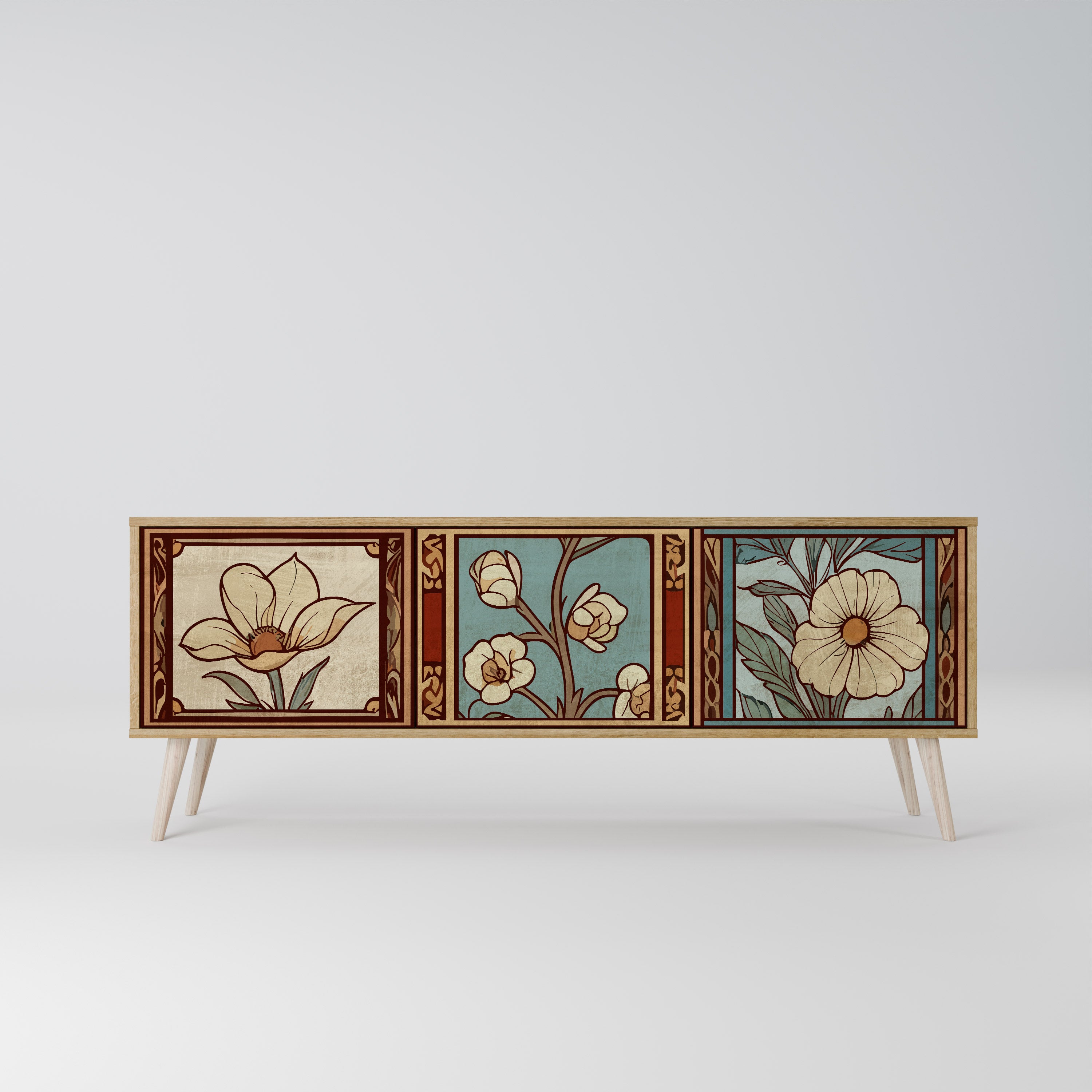 Mueble de TV TIMELESS FLORA de 3 puertas con efecto roble