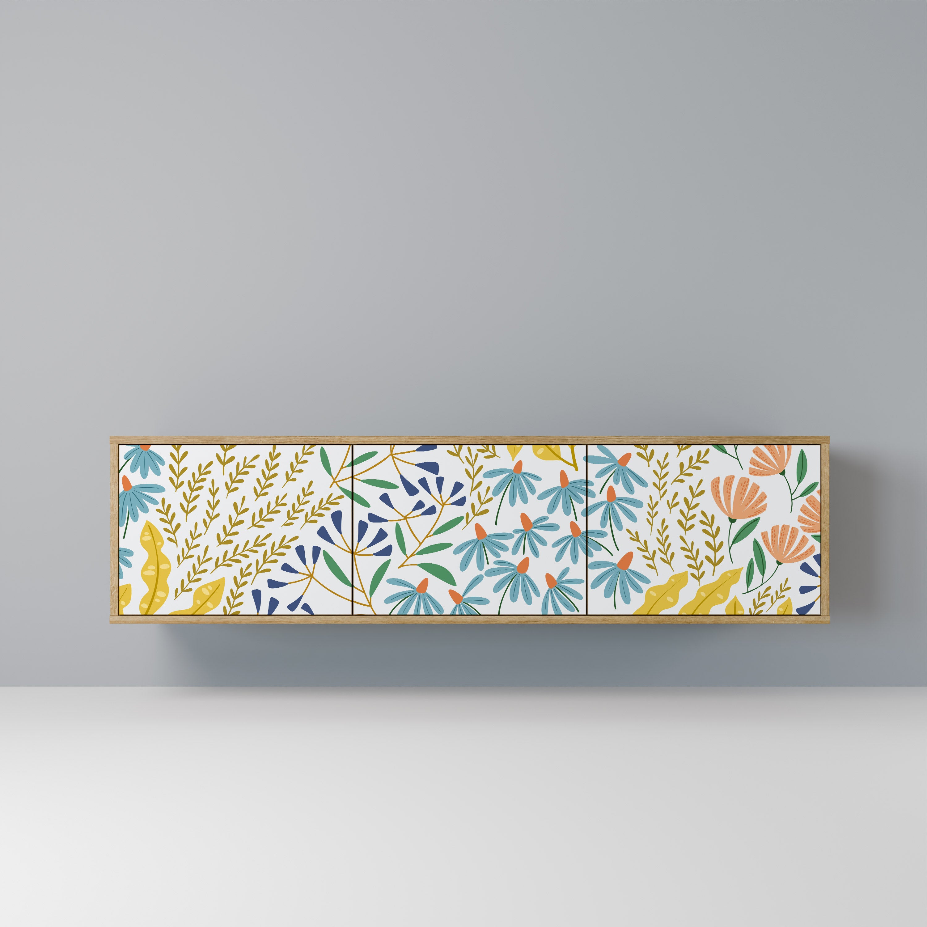 Mueble de TV de 3 puertas HELLO SPRING con efecto roble