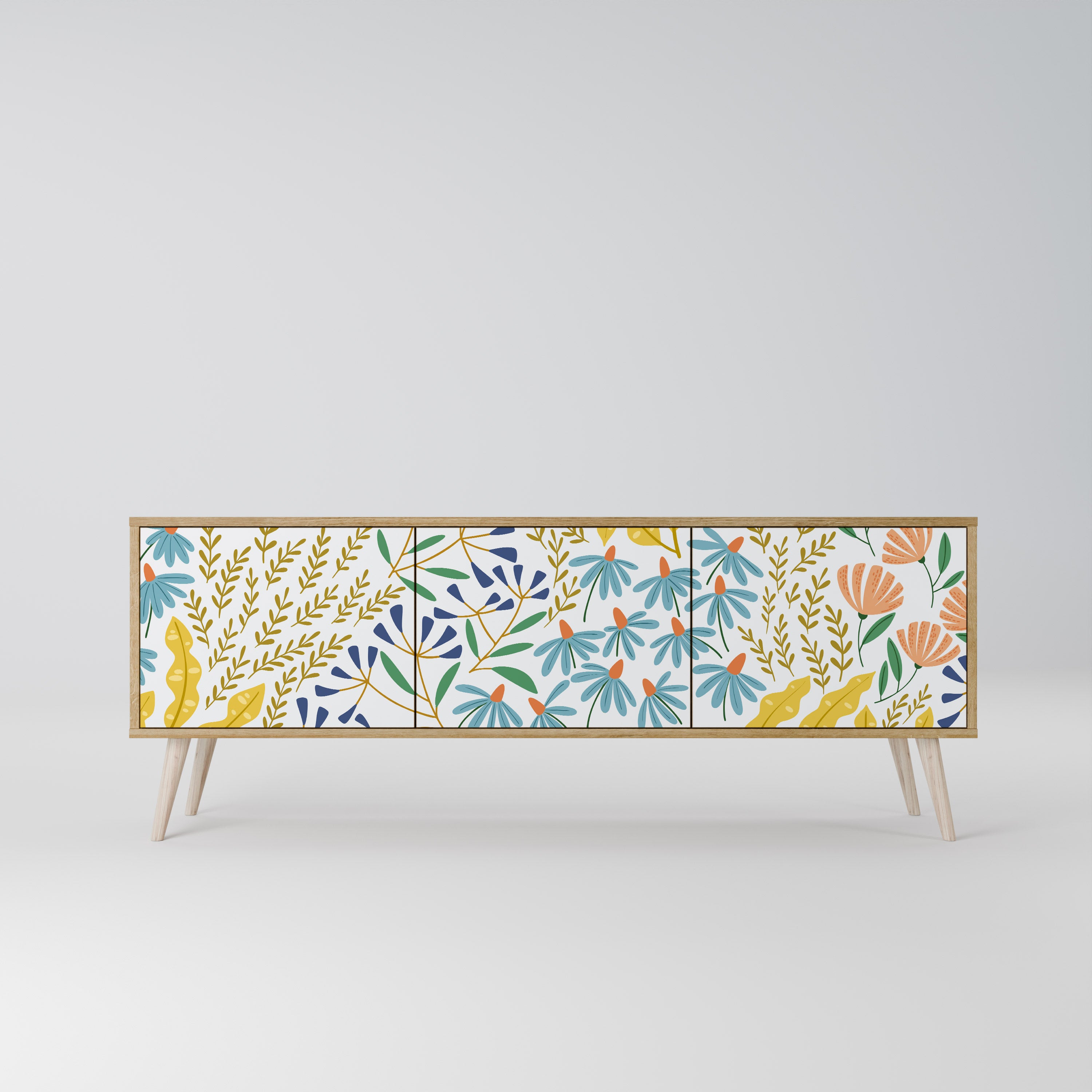 Mueble de TV de 3 puertas HELLO SPRING con efecto roble