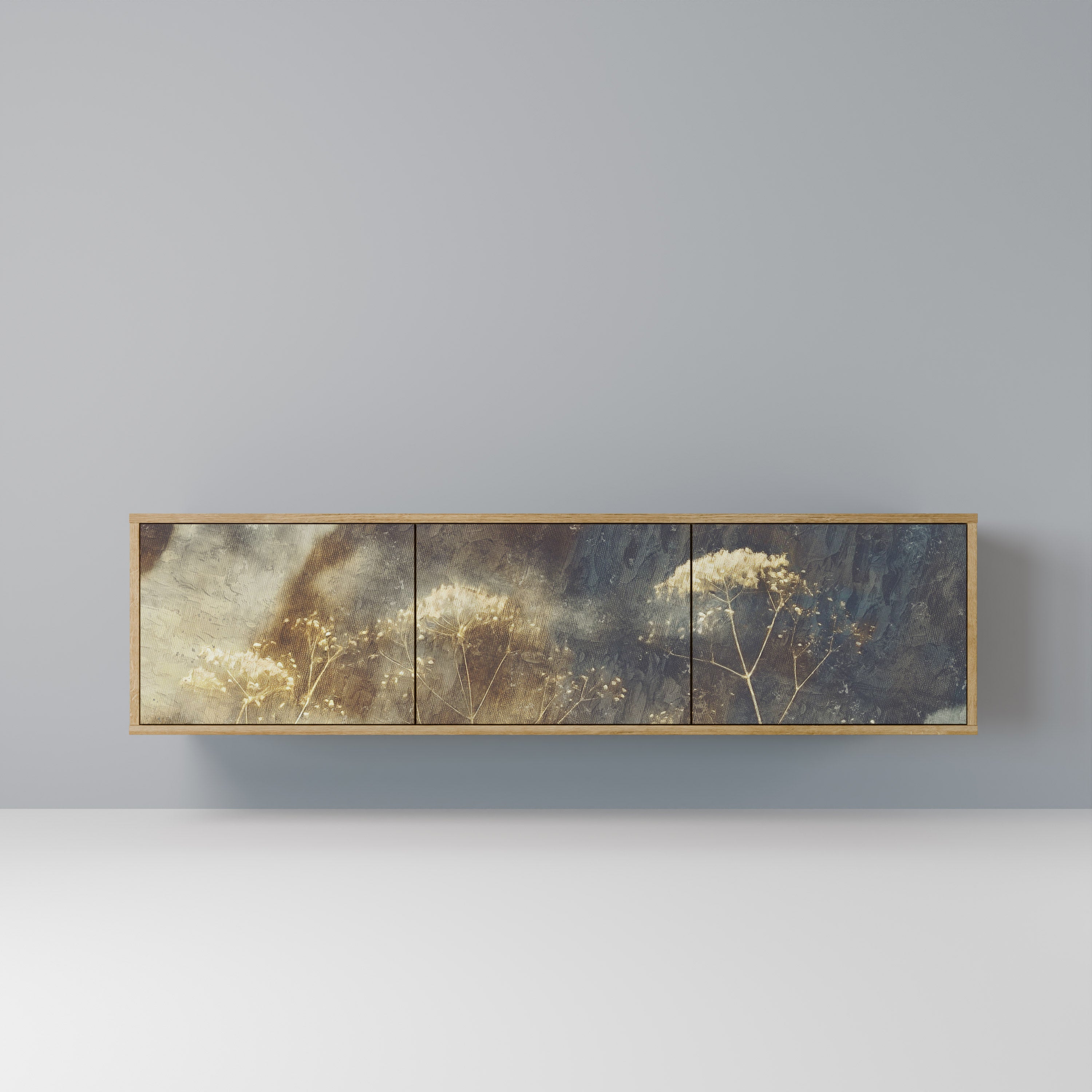 Mueble de TV GENTLE POWER de 3 puertas con efecto roble