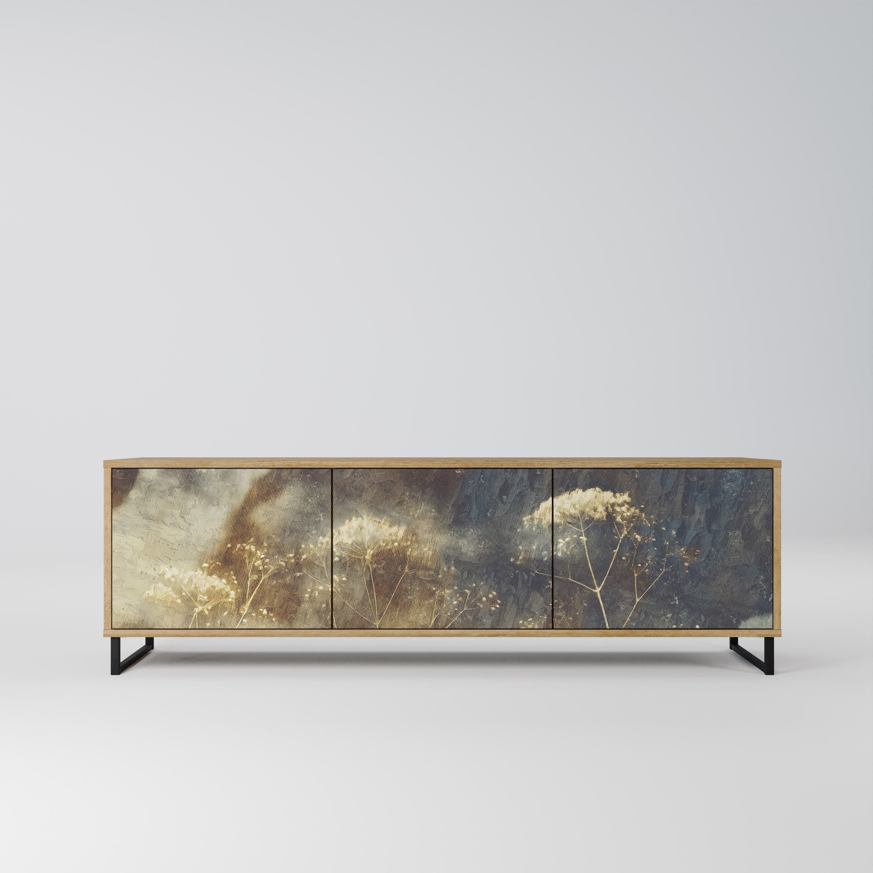 Mueble de TV GENTLE POWER de 3 puertas con efecto roble