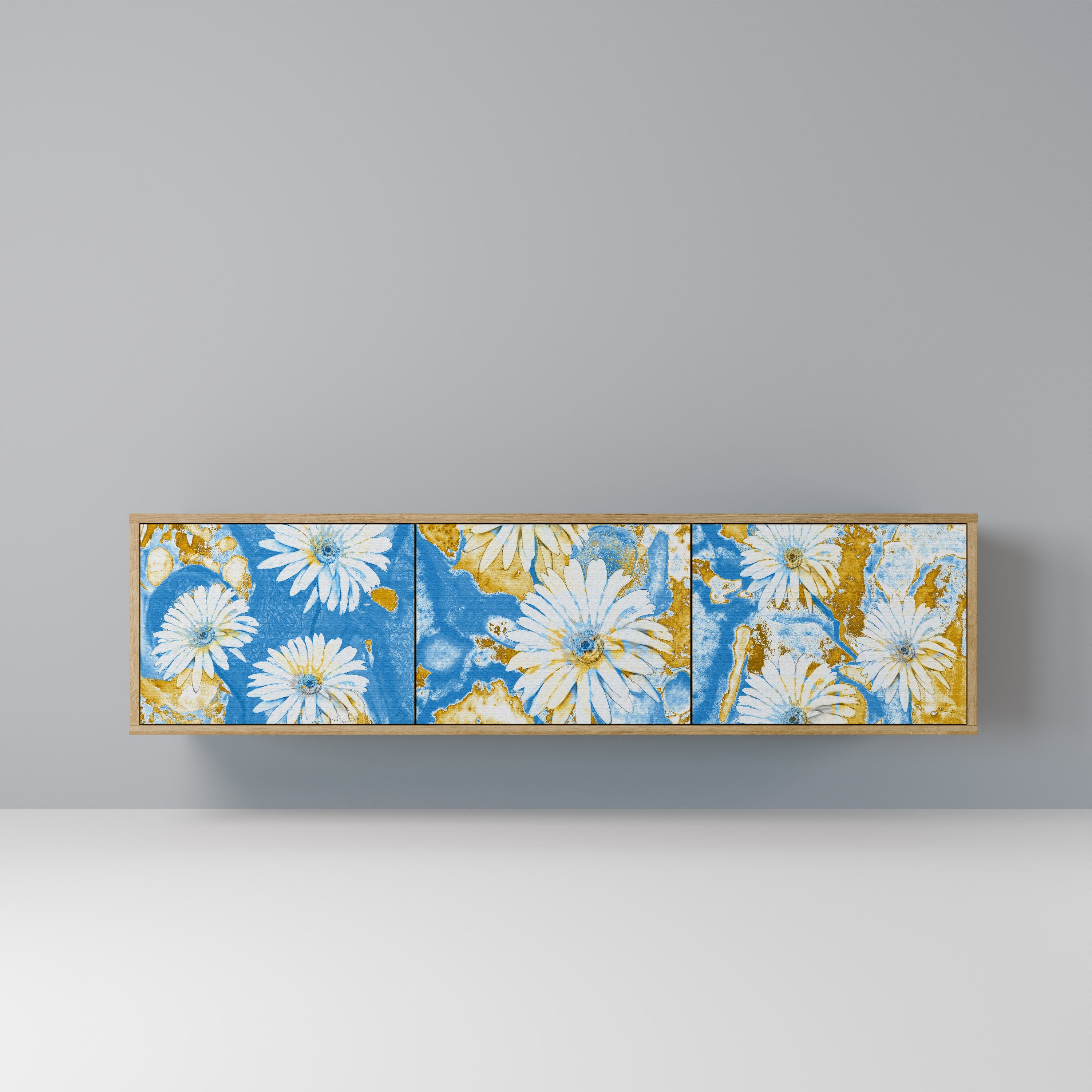 Mueble de TV DAISY LUXE de 3 puertas con efecto roble