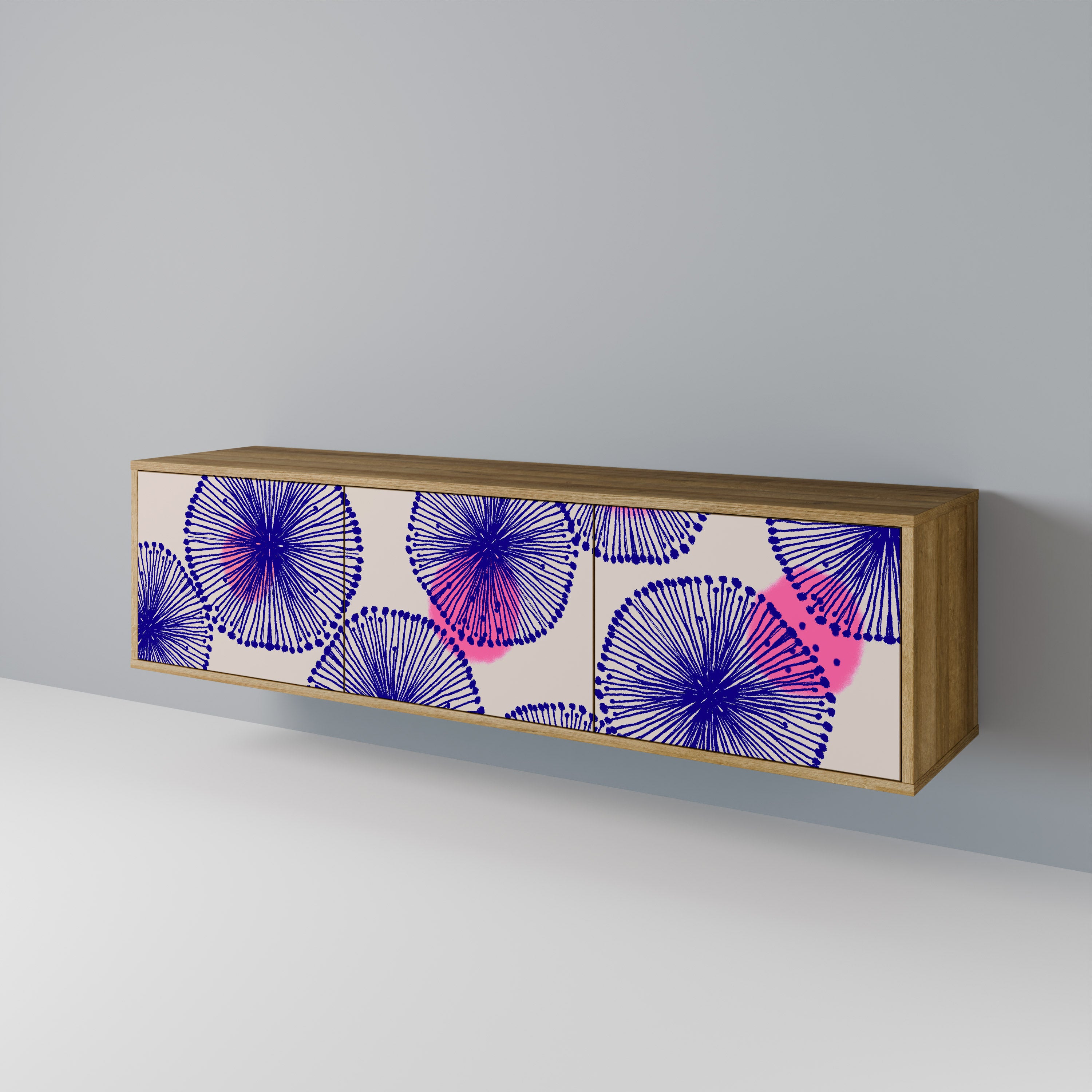 Mueble de TV MAGIC NATURE de 3 puertas con efecto roble