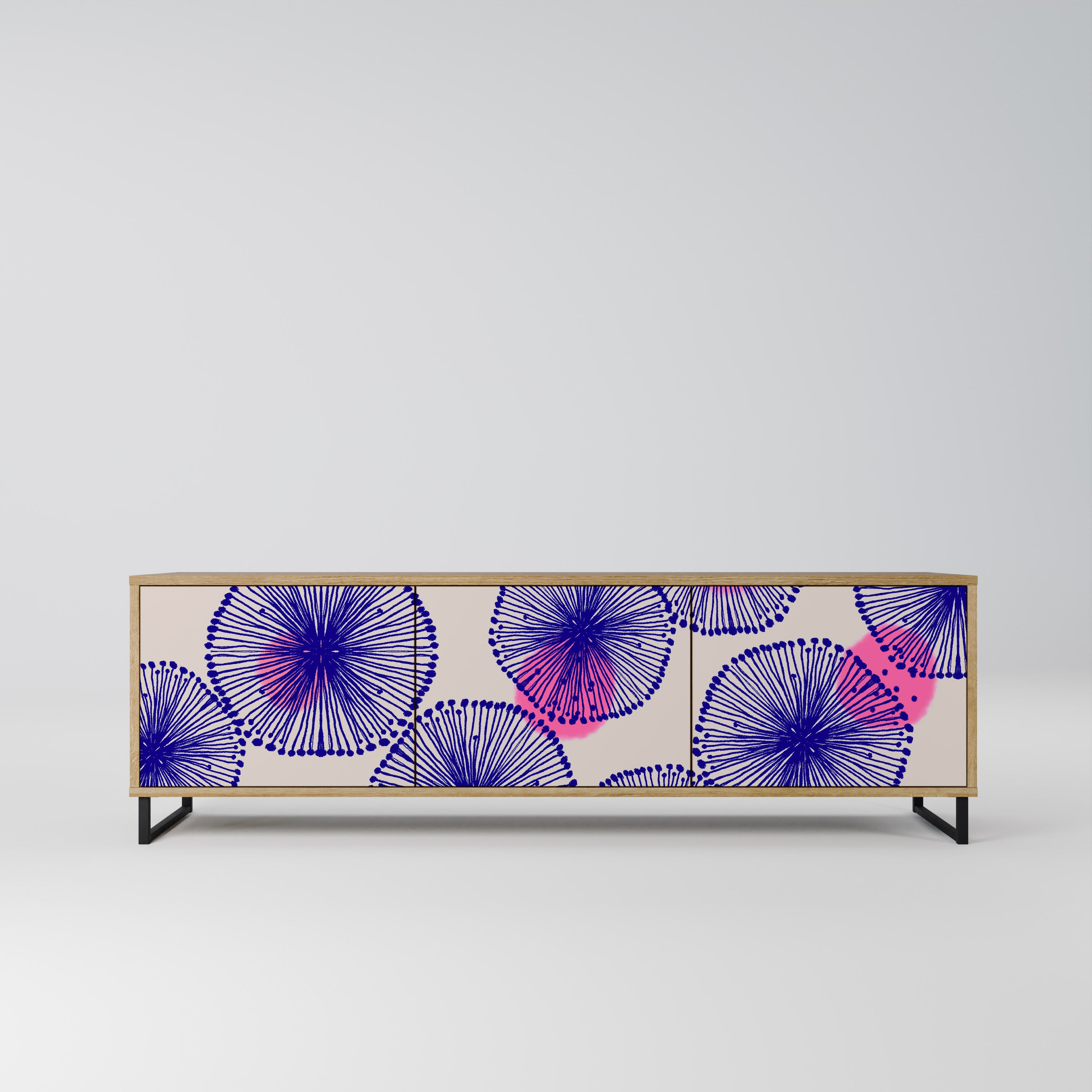 Mueble de TV MAGIC NATURE de 3 puertas con efecto roble