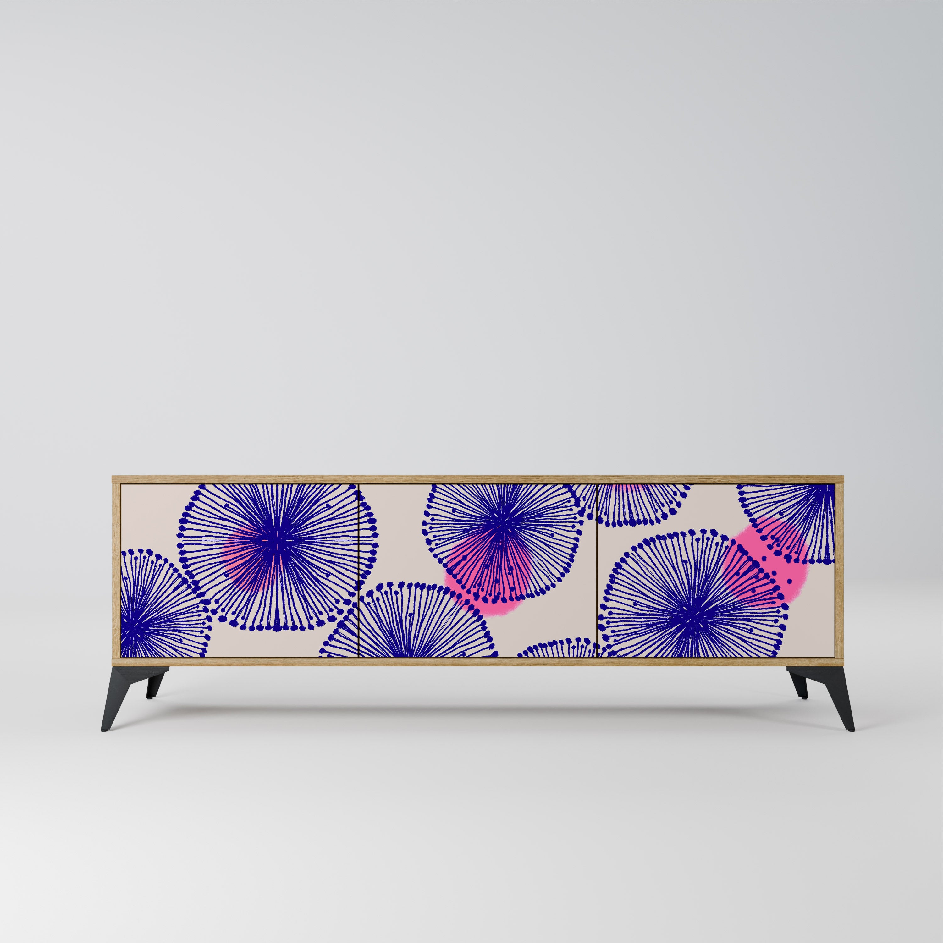 Mueble de TV MAGIC NATURE de 3 puertas con efecto roble