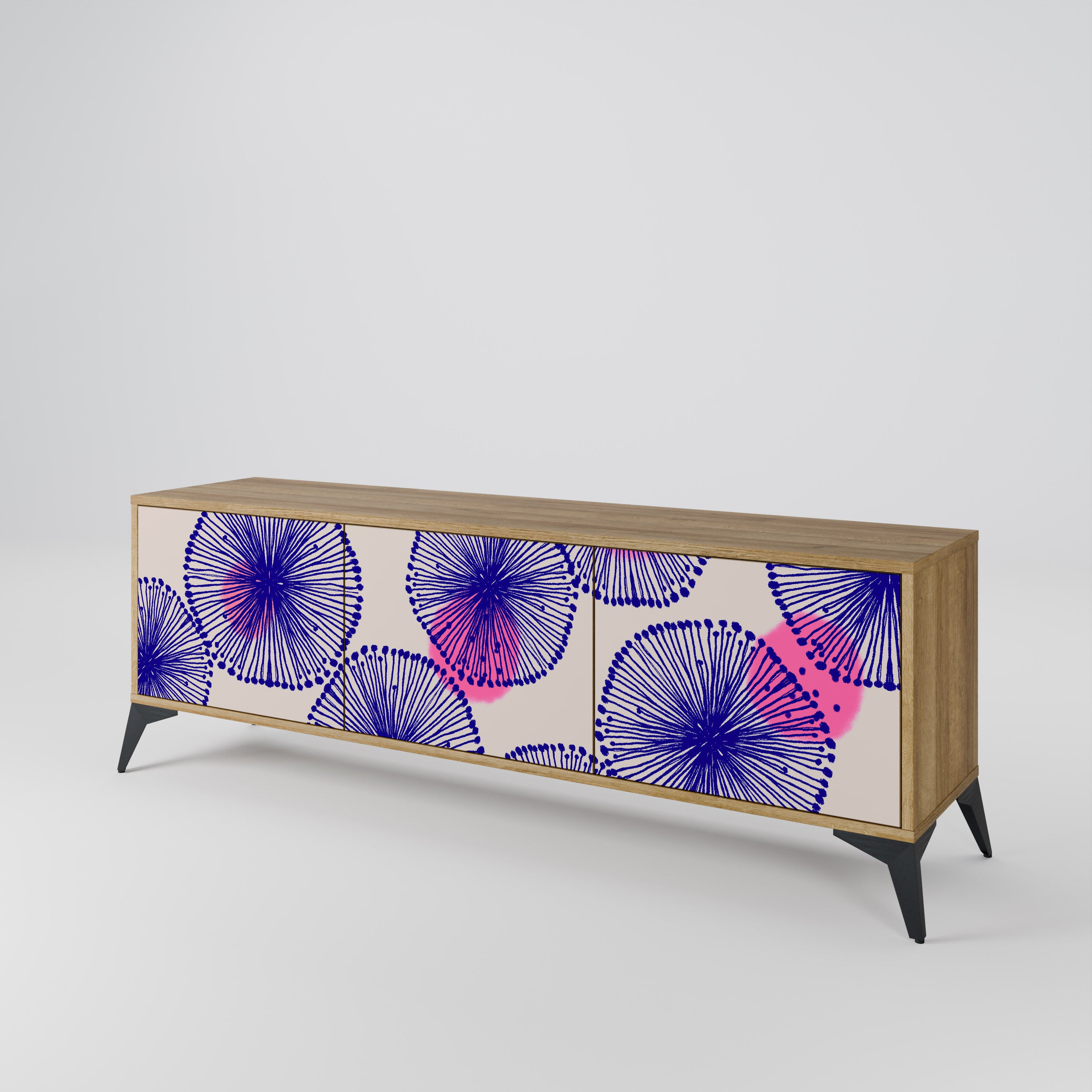 Mueble de TV MAGIC NATURE de 3 puertas con efecto roble
