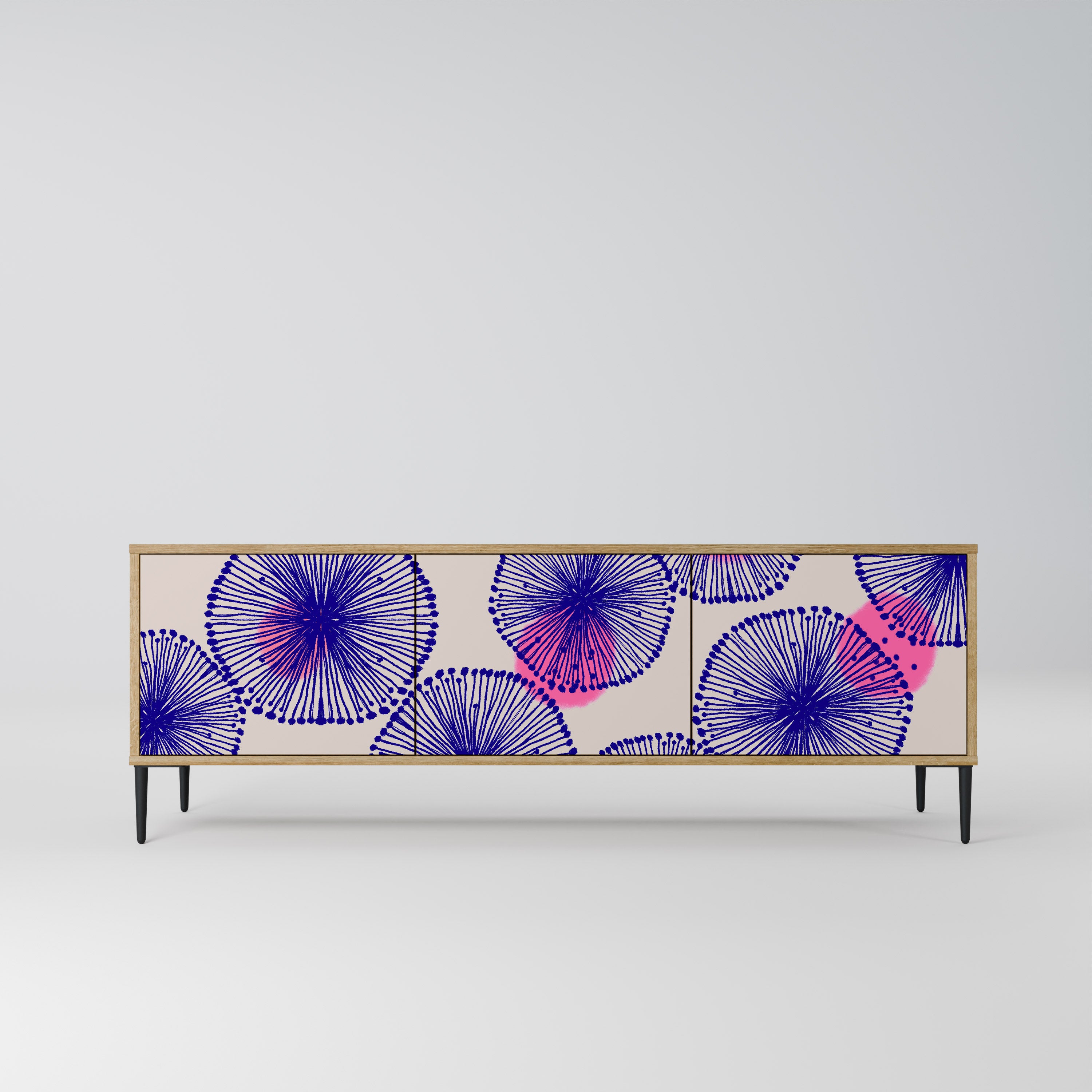 Mueble de TV MAGIC NATURE de 3 puertas con efecto roble
