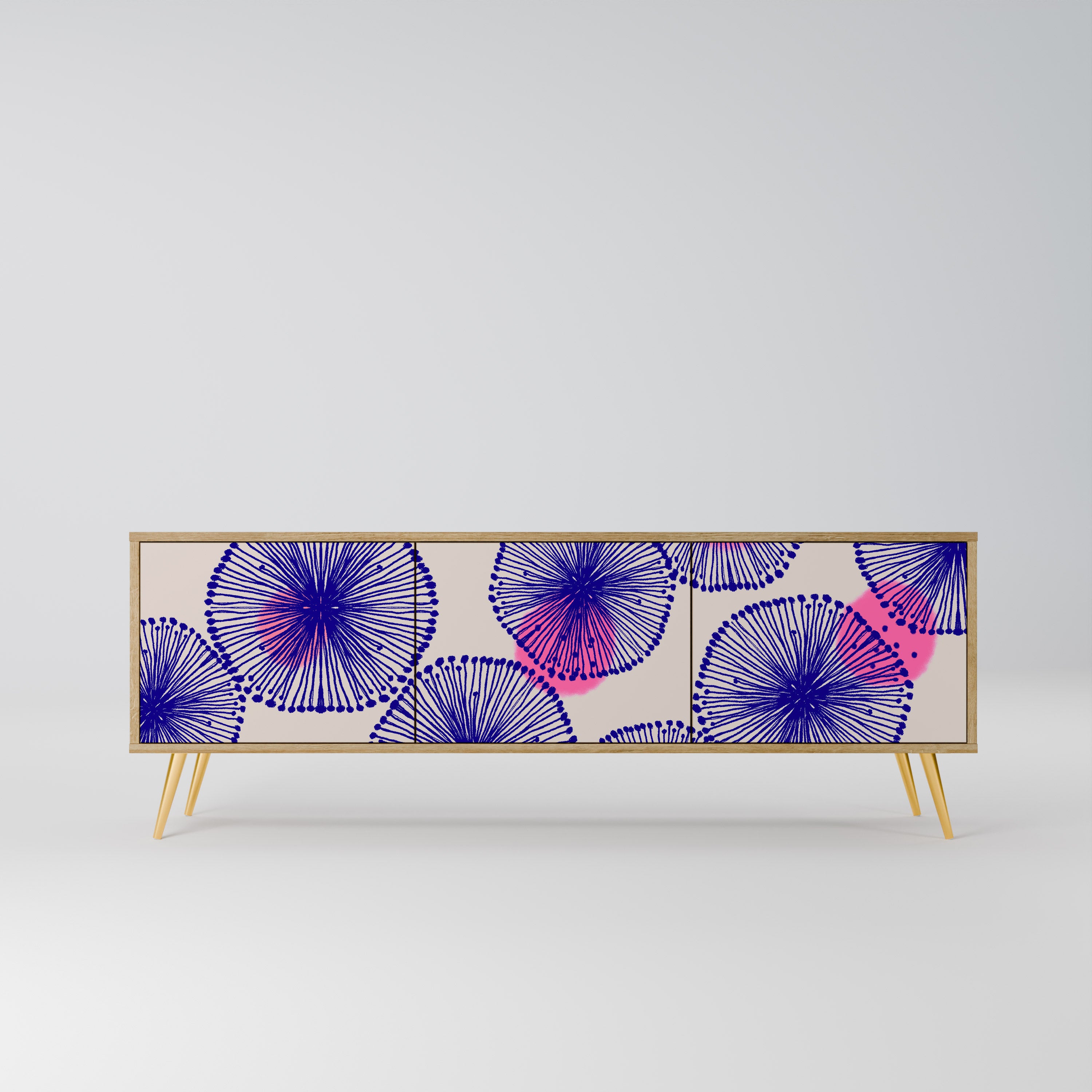 Mueble de TV MAGIC NATURE de 3 puertas con efecto roble