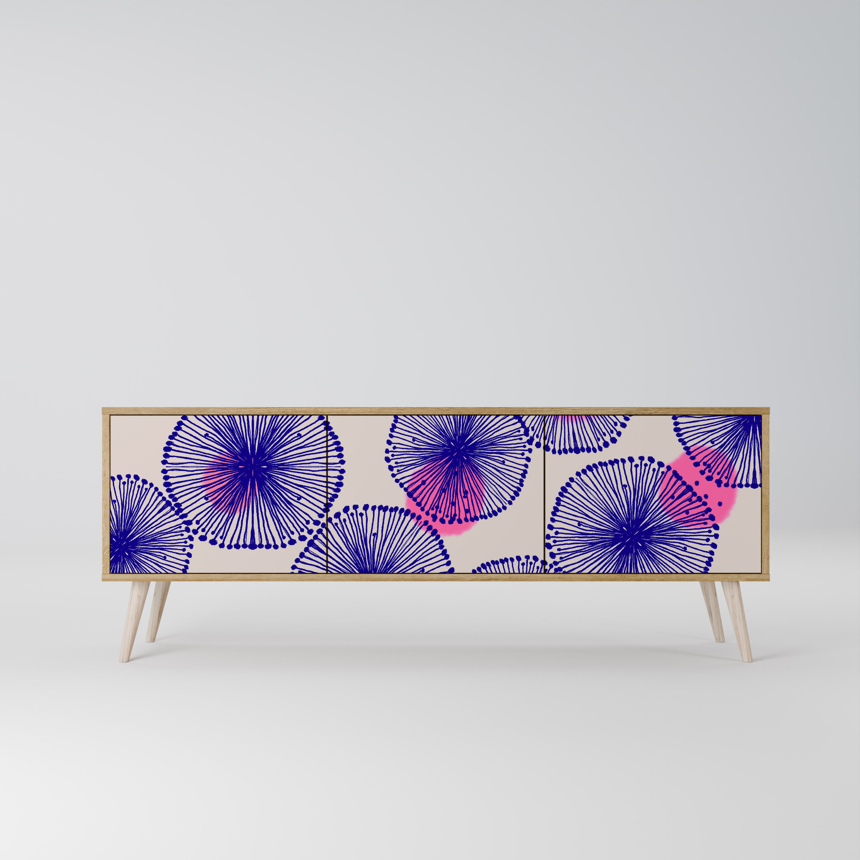 Mueble de TV MAGIC NATURE de 3 puertas con efecto roble