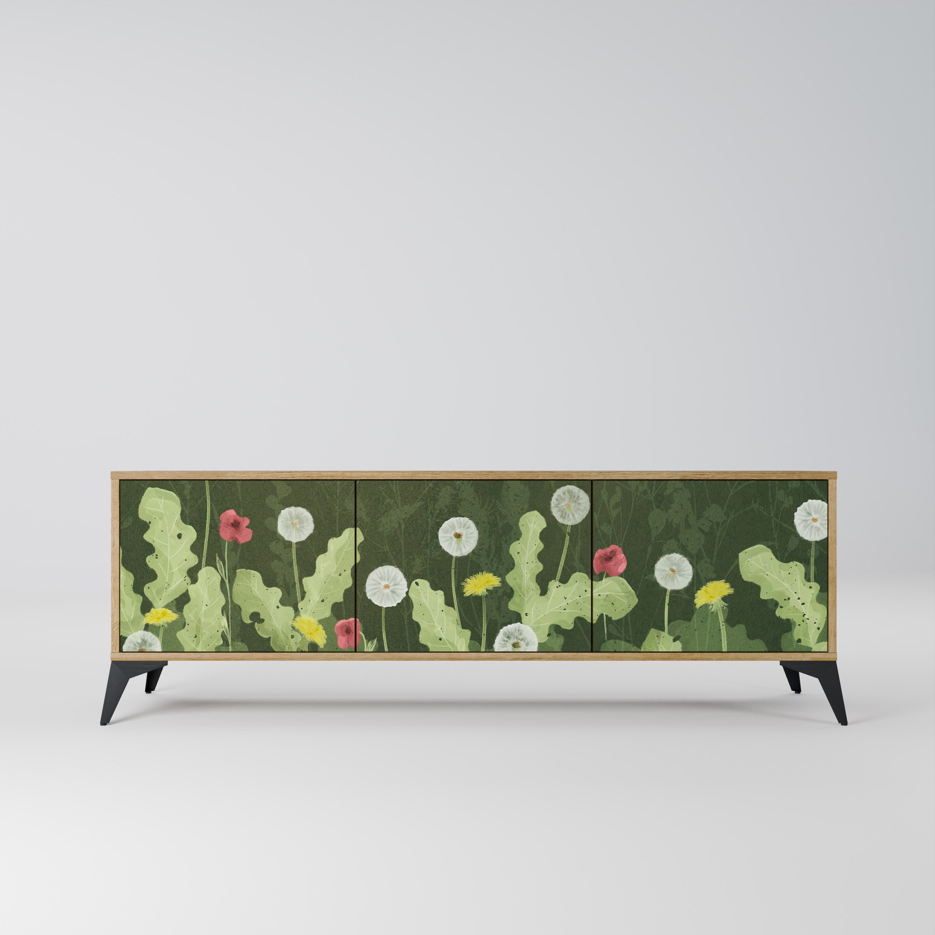 Mueble de TV DANDELION AMUSE de 3 puertas con efecto roble