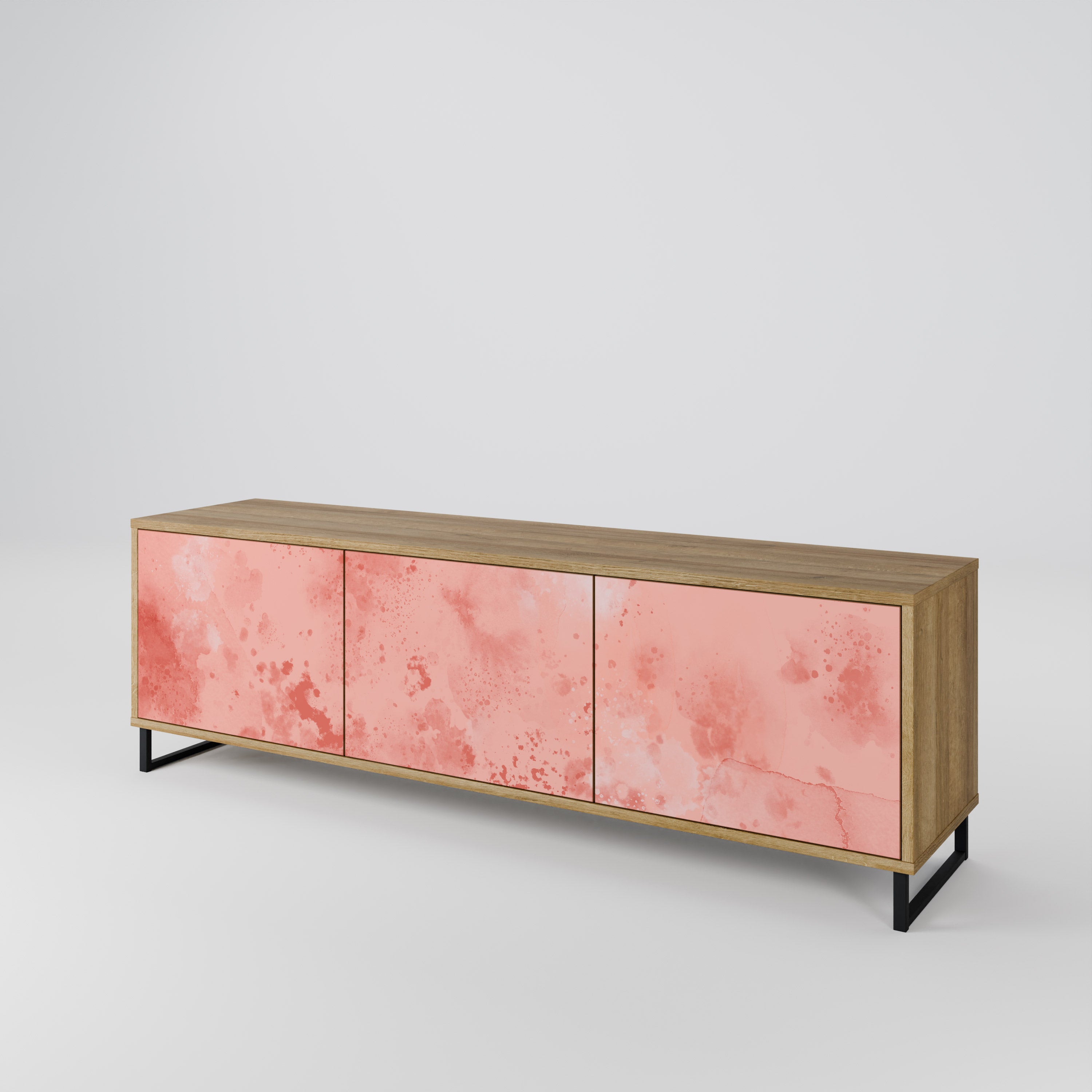 Mueble de TV de 3 puertas CRANE DANCE con efecto roble