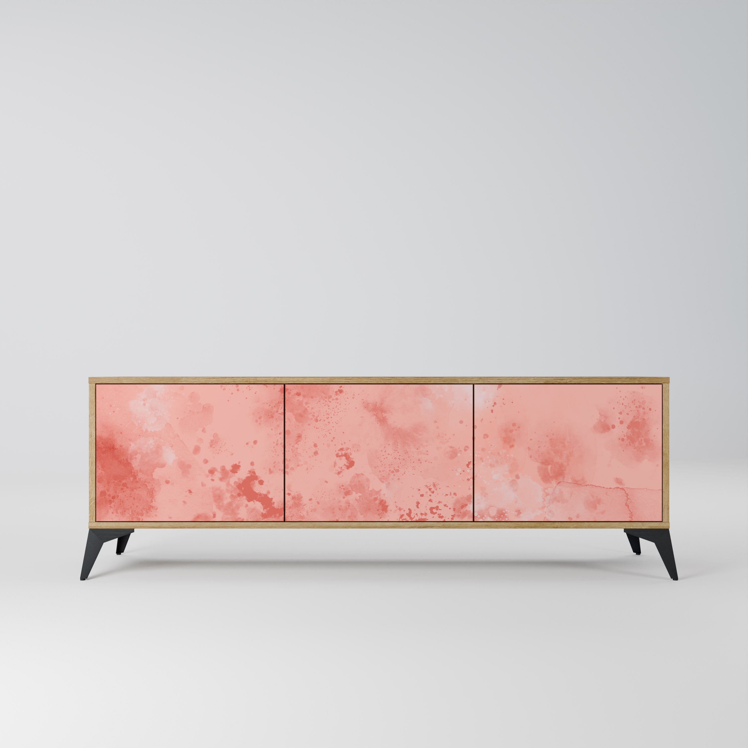 Mueble de TV de 3 puertas CRANE DANCE con efecto roble