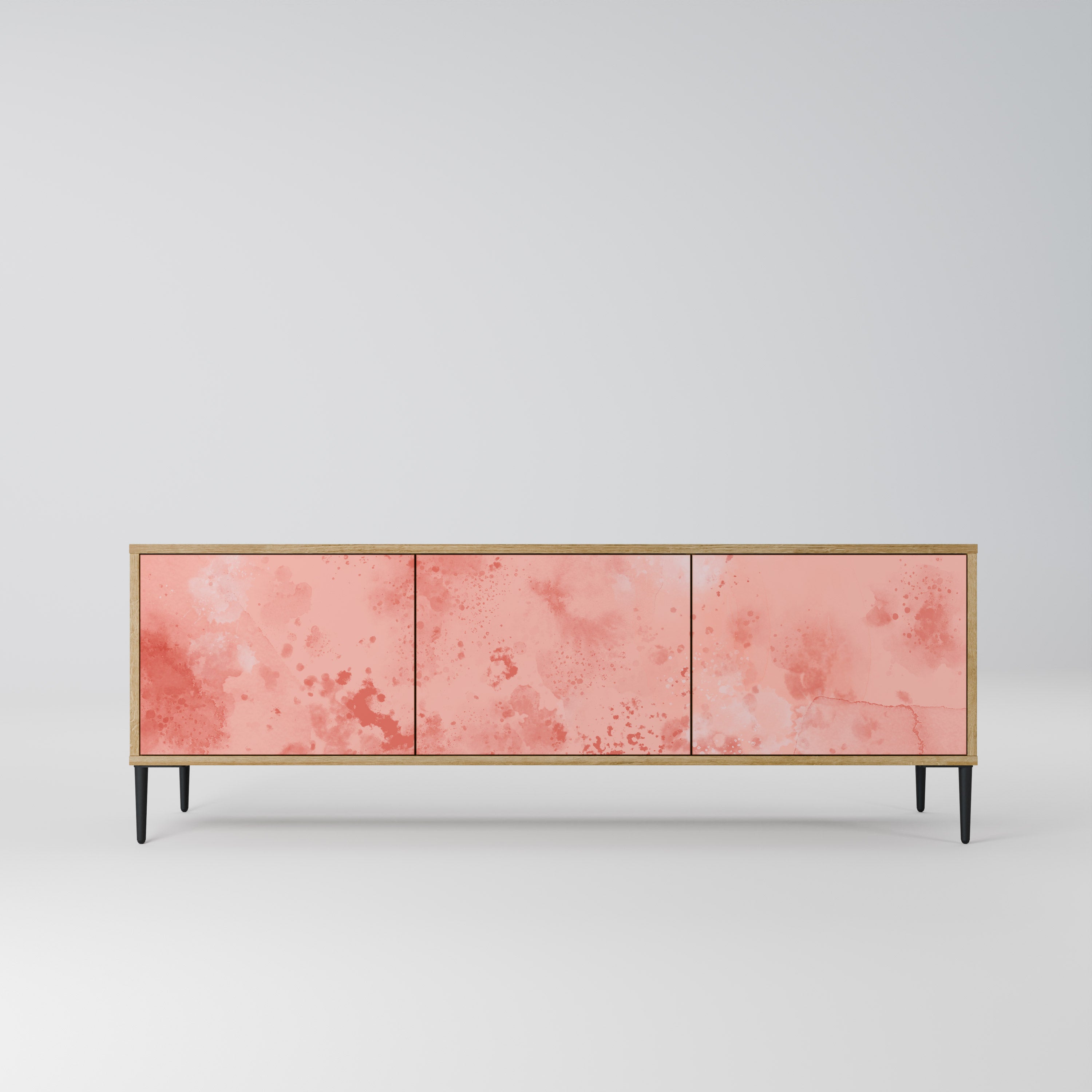 Mueble de TV de 3 puertas CRANE DANCE con efecto roble
