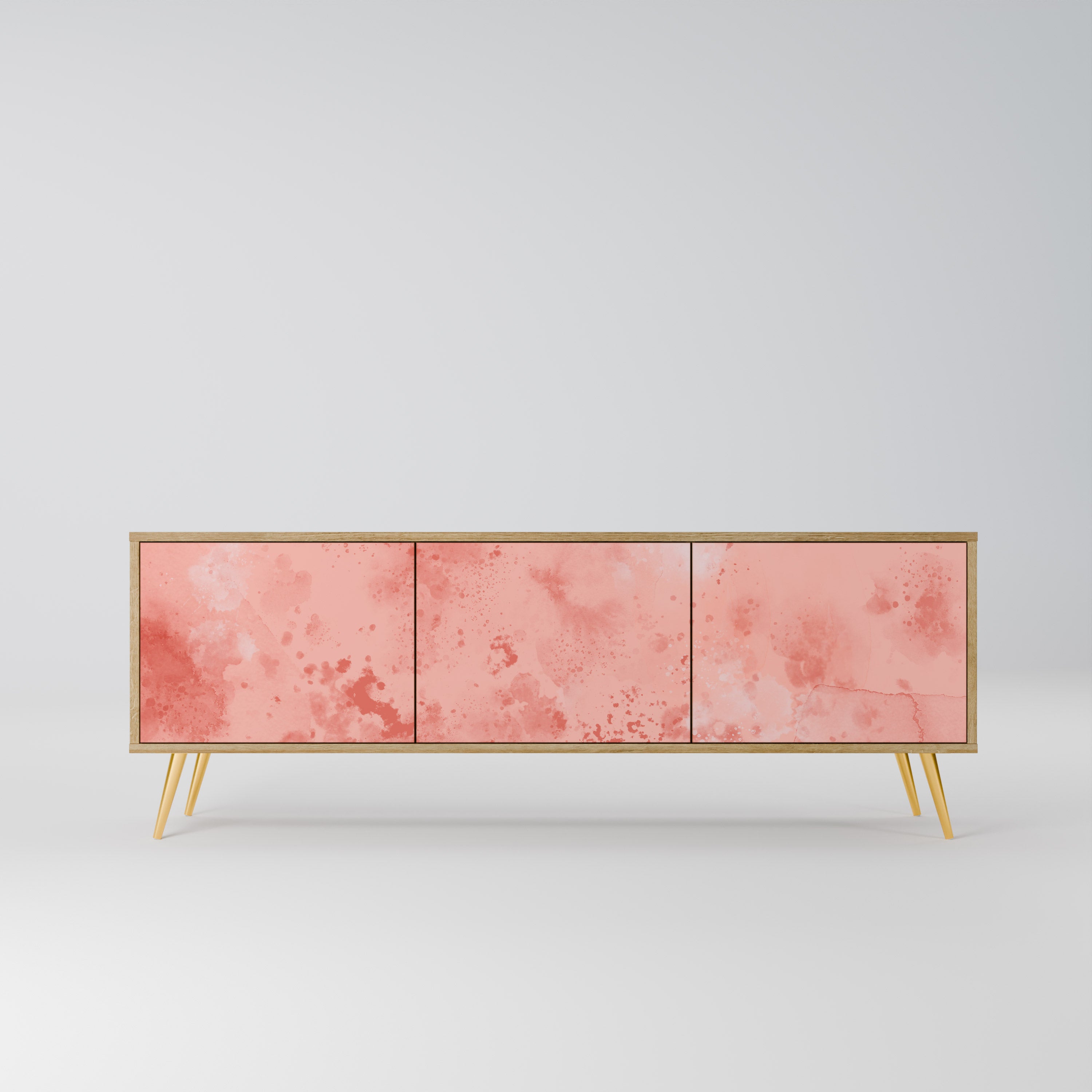 Mueble de TV de 3 puertas CRANE DANCE con efecto roble