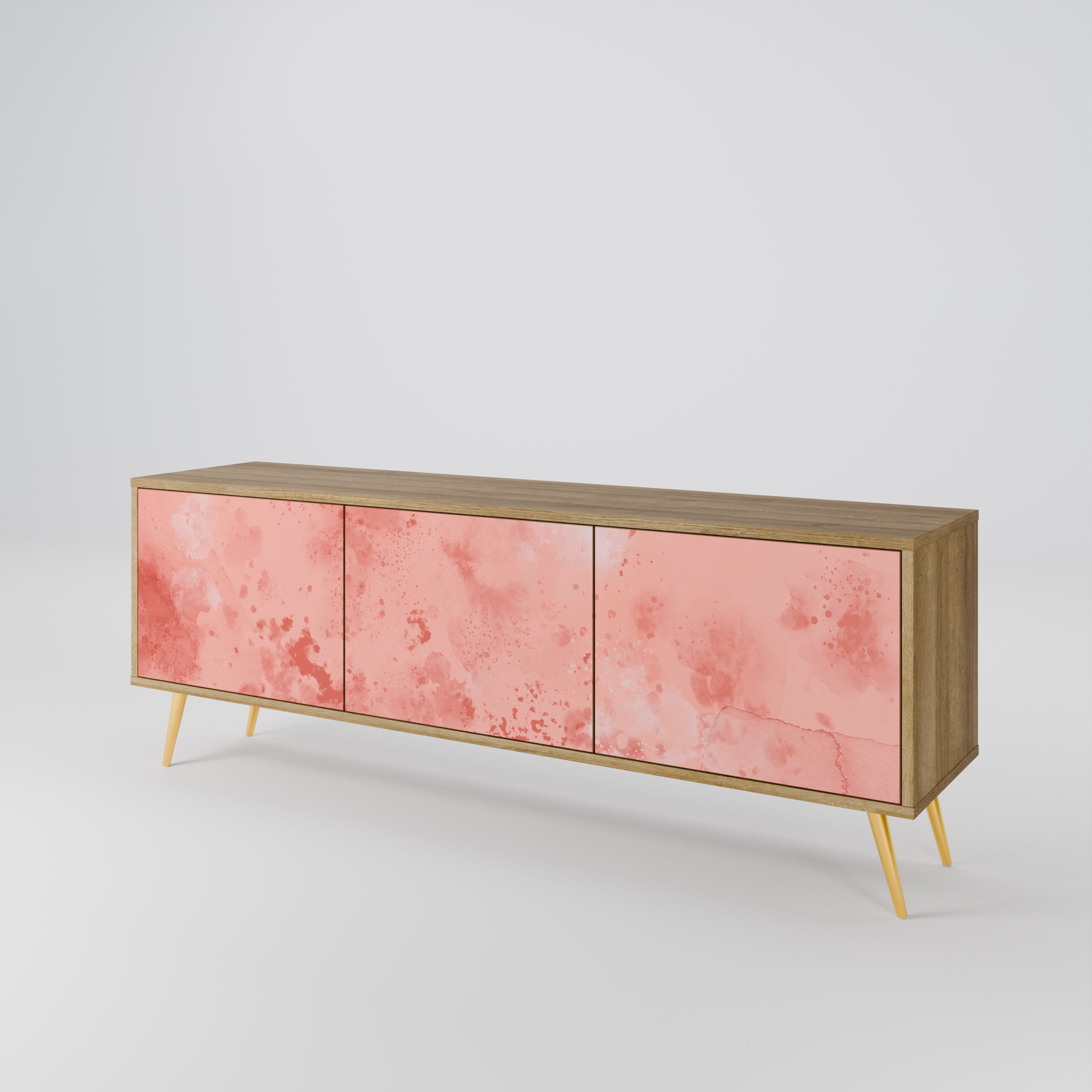 Mueble de TV de 3 puertas CRANE DANCE con efecto roble