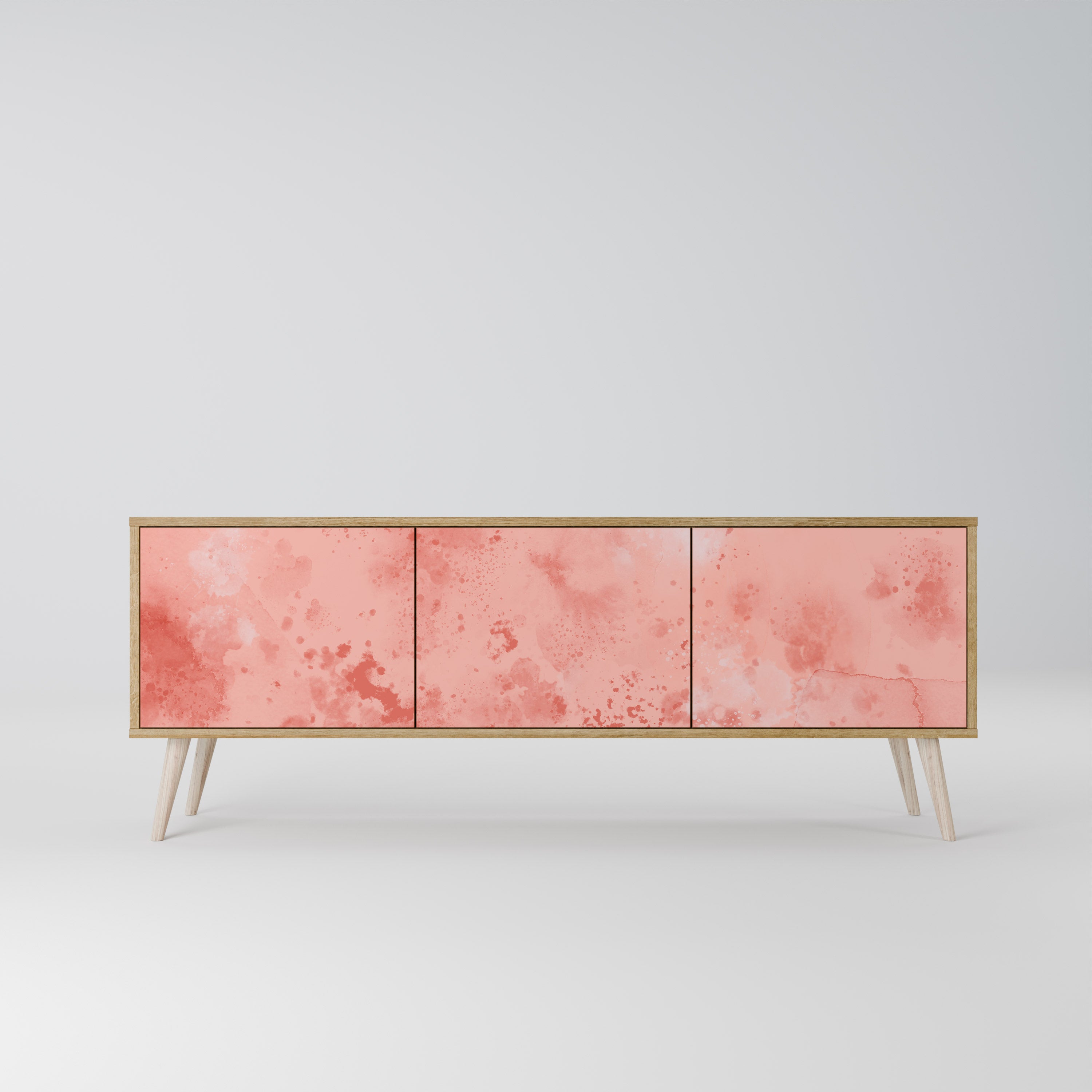 Mueble de TV de 3 puertas CRANE DANCE con efecto roble
