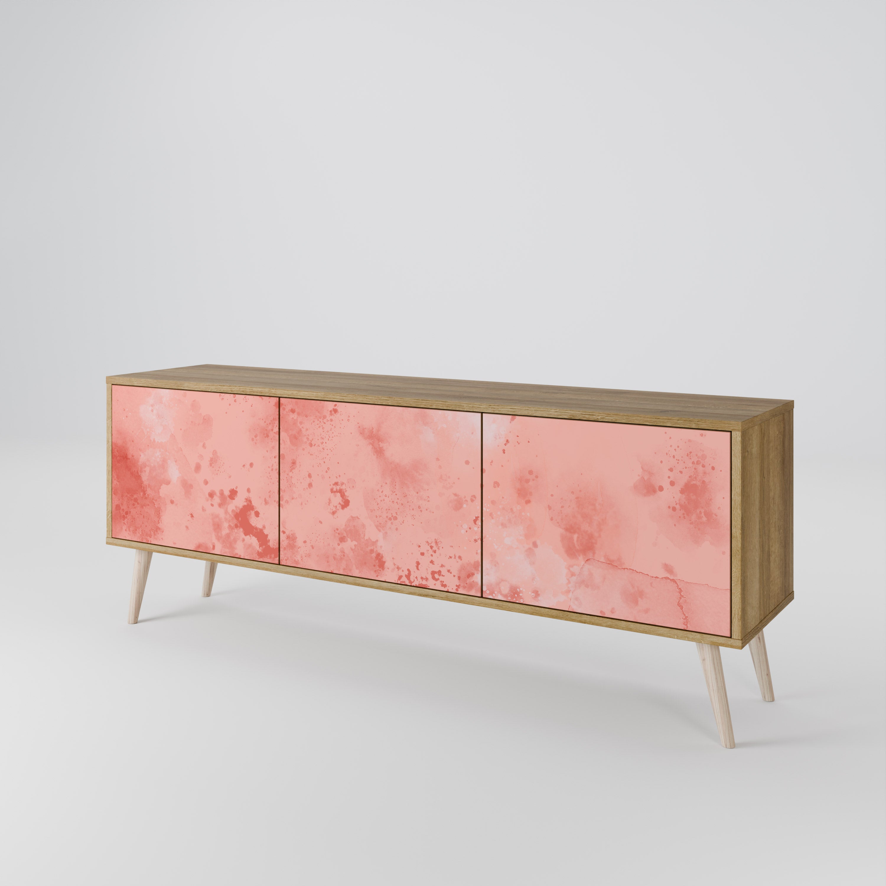 Mueble de TV de 3 puertas CRANE DANCE con efecto roble