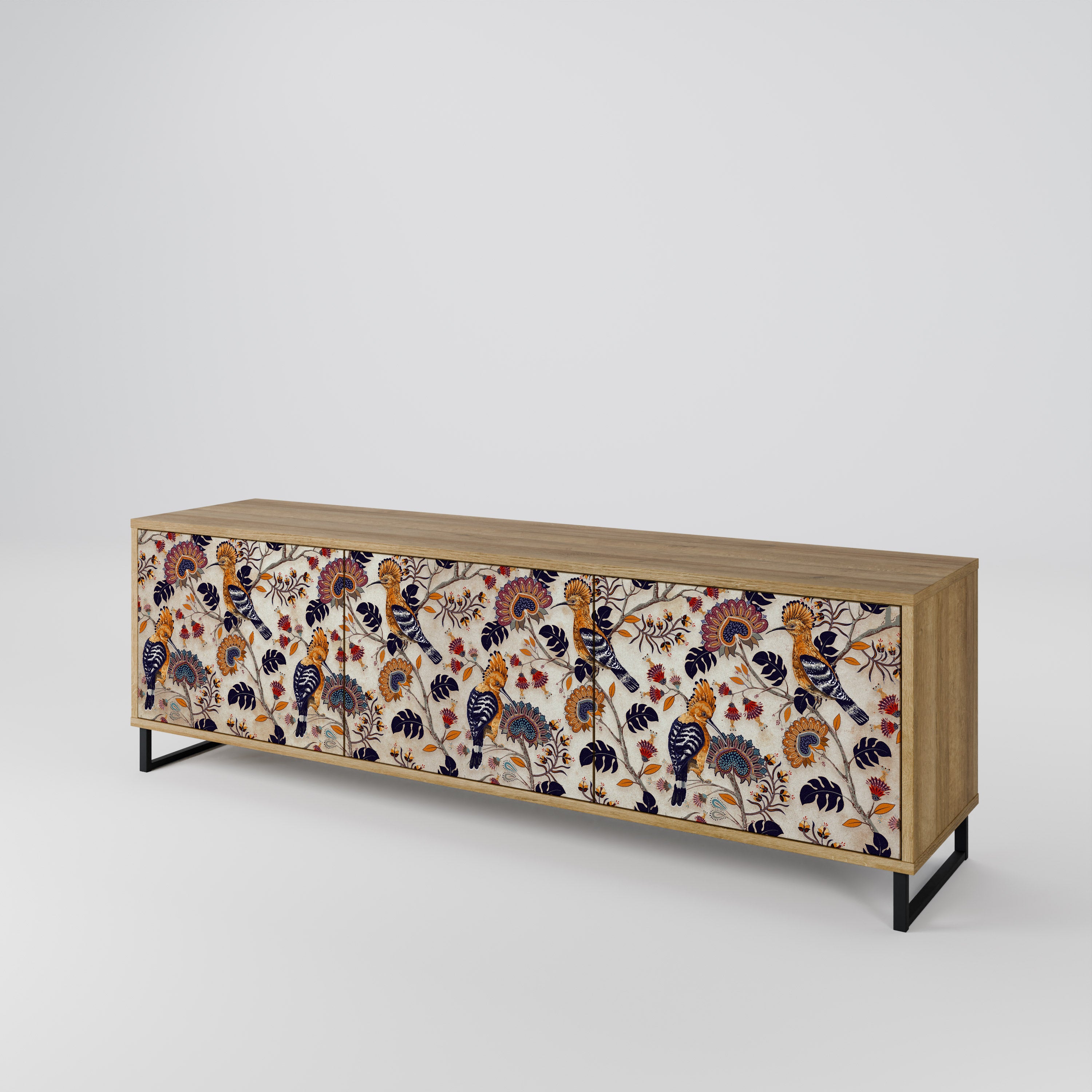 Mueble de TV EMINENT HOOPOE de 3 puertas con efecto roble