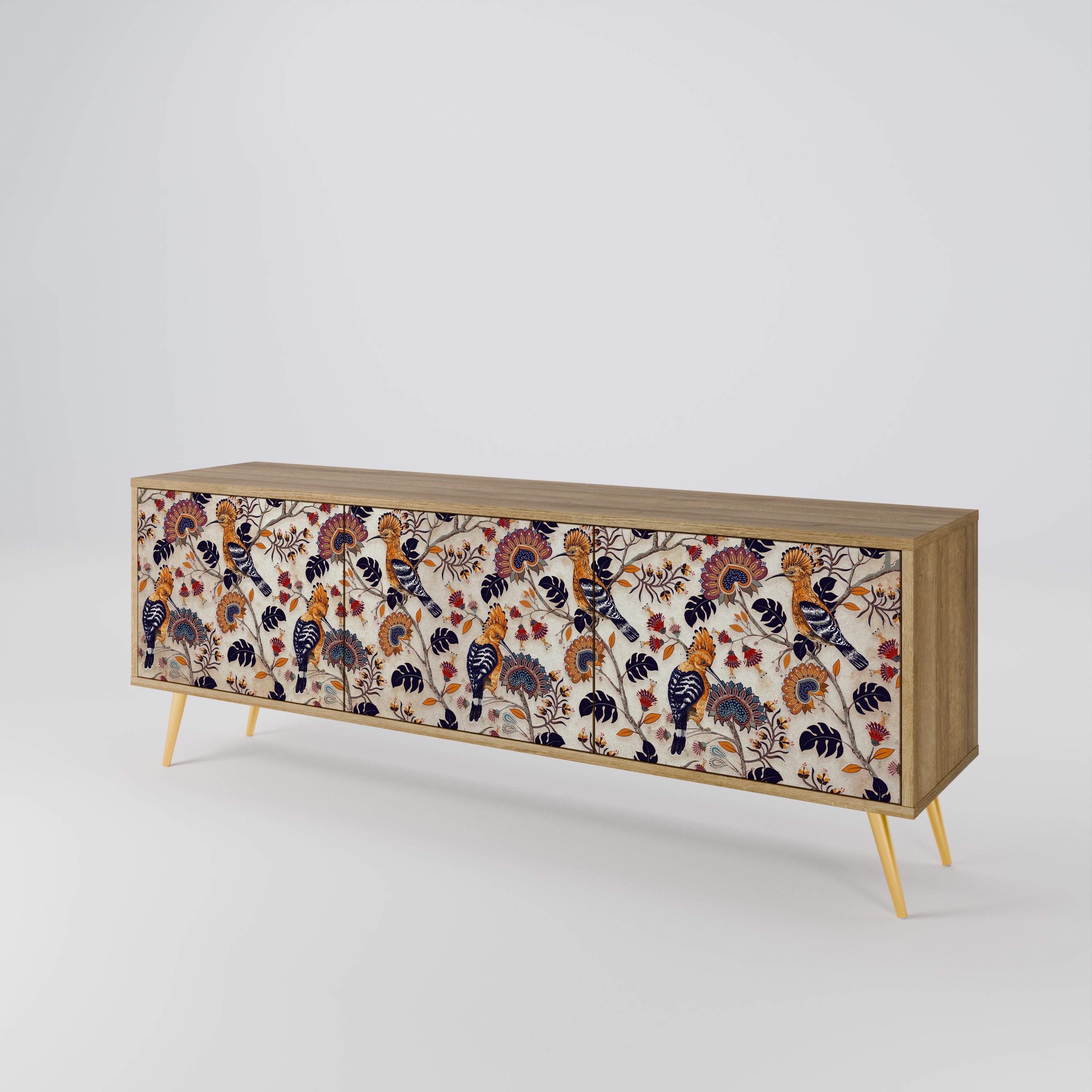 Mueble de TV EMINENT HOOPOE de 3 puertas con efecto roble