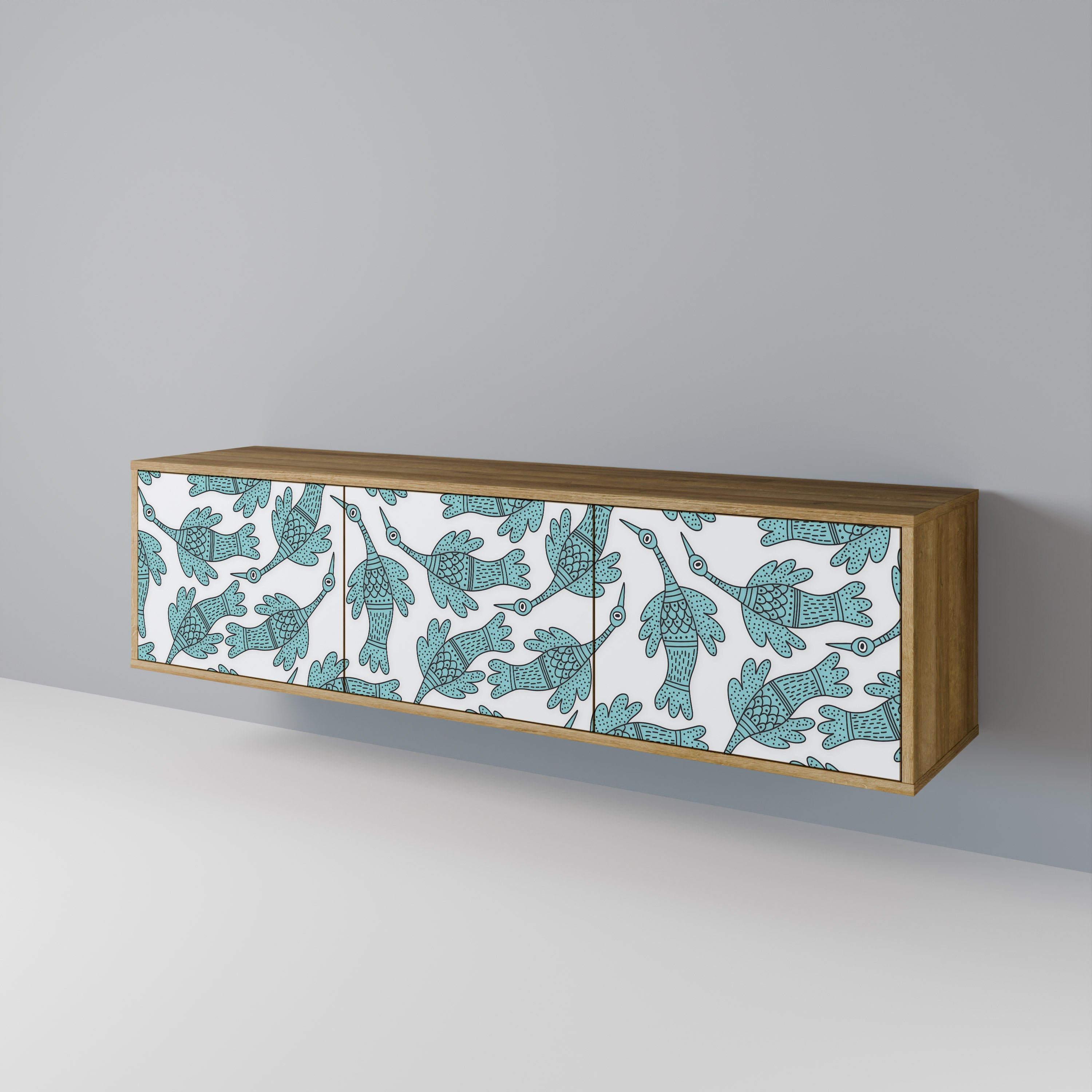 Mueble de TV WATERSPOUT SONGIBIRD de 3 puertas con efecto roble