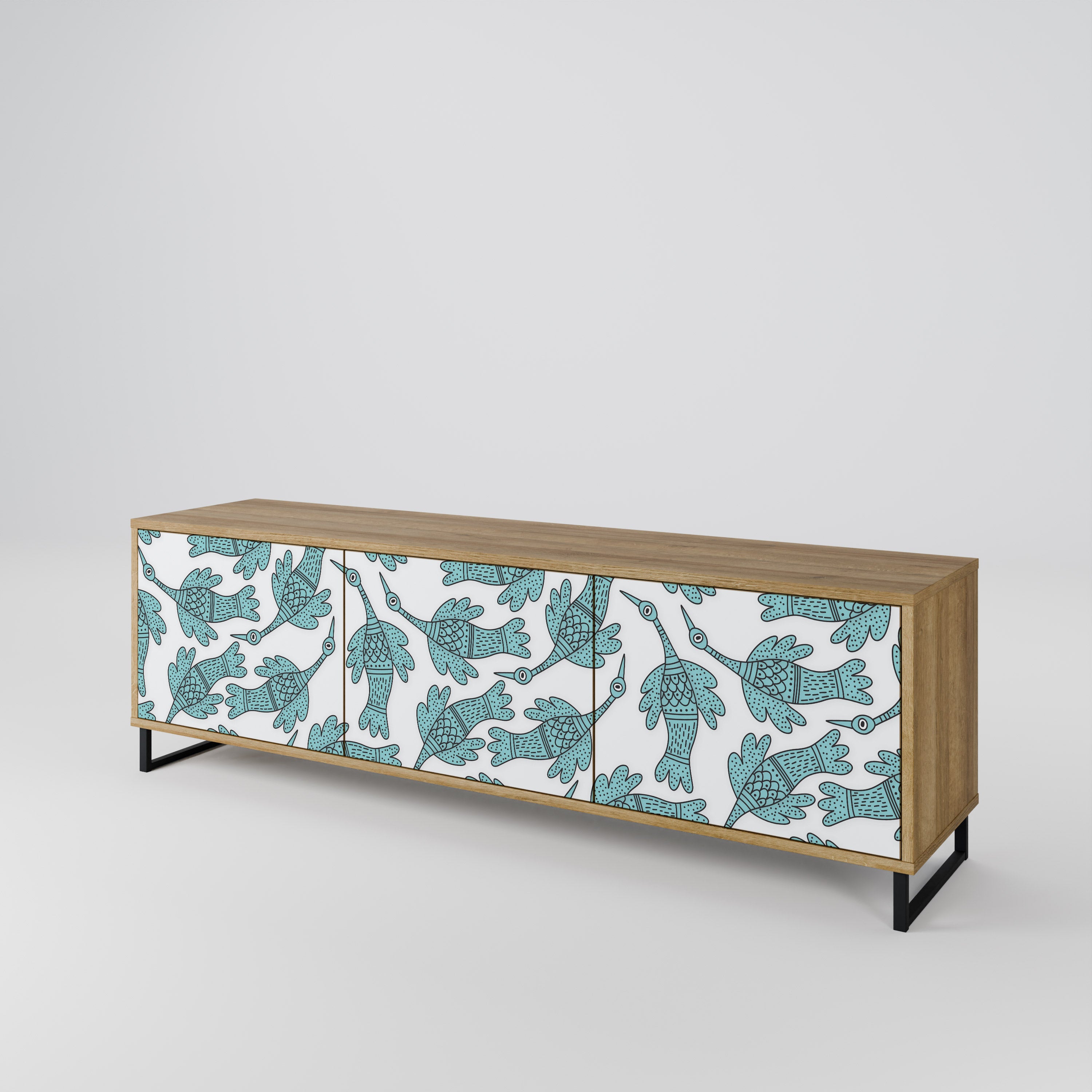 Mueble de TV WATERSPOUT SONGIBIRD de 3 puertas con efecto roble