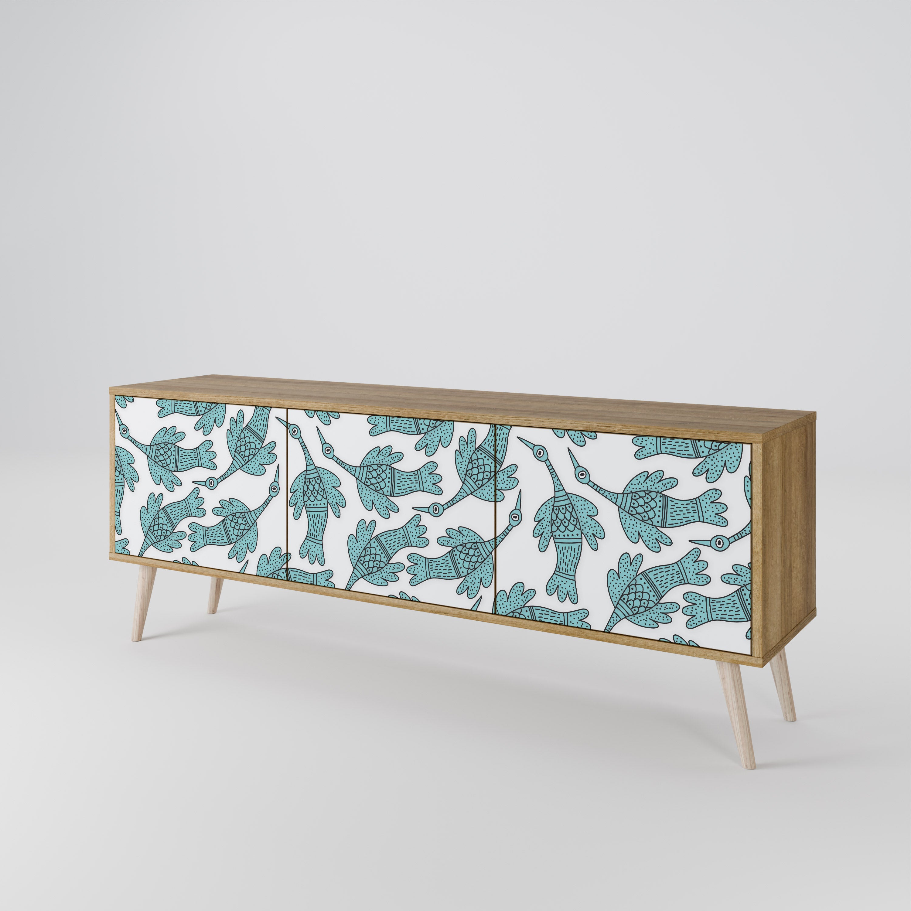 Mueble de TV WATERSPOUT SONGIBIRD de 3 puertas con efecto roble