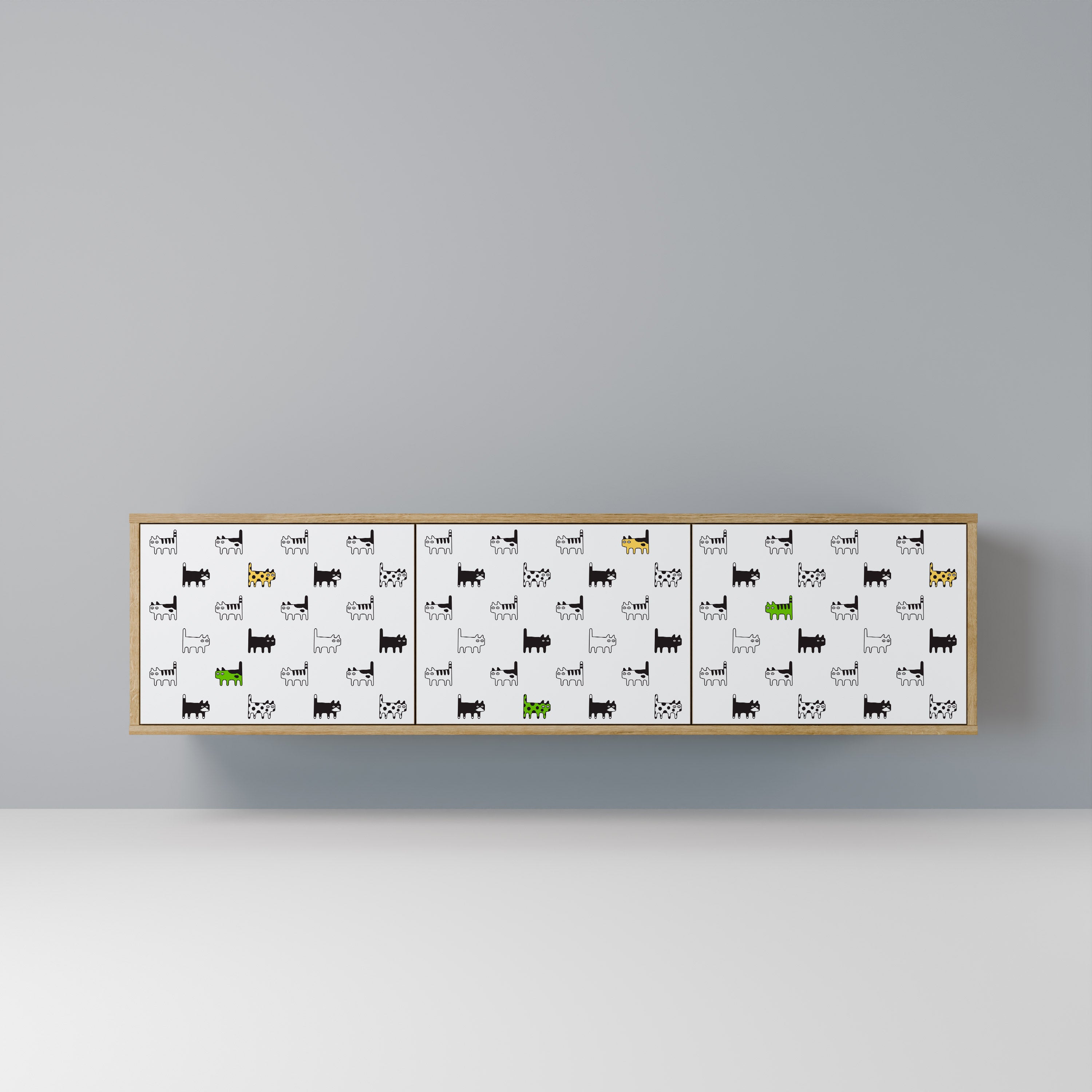 Mueble de TV de 3 puertas CATS COMPILATION en efecto roble