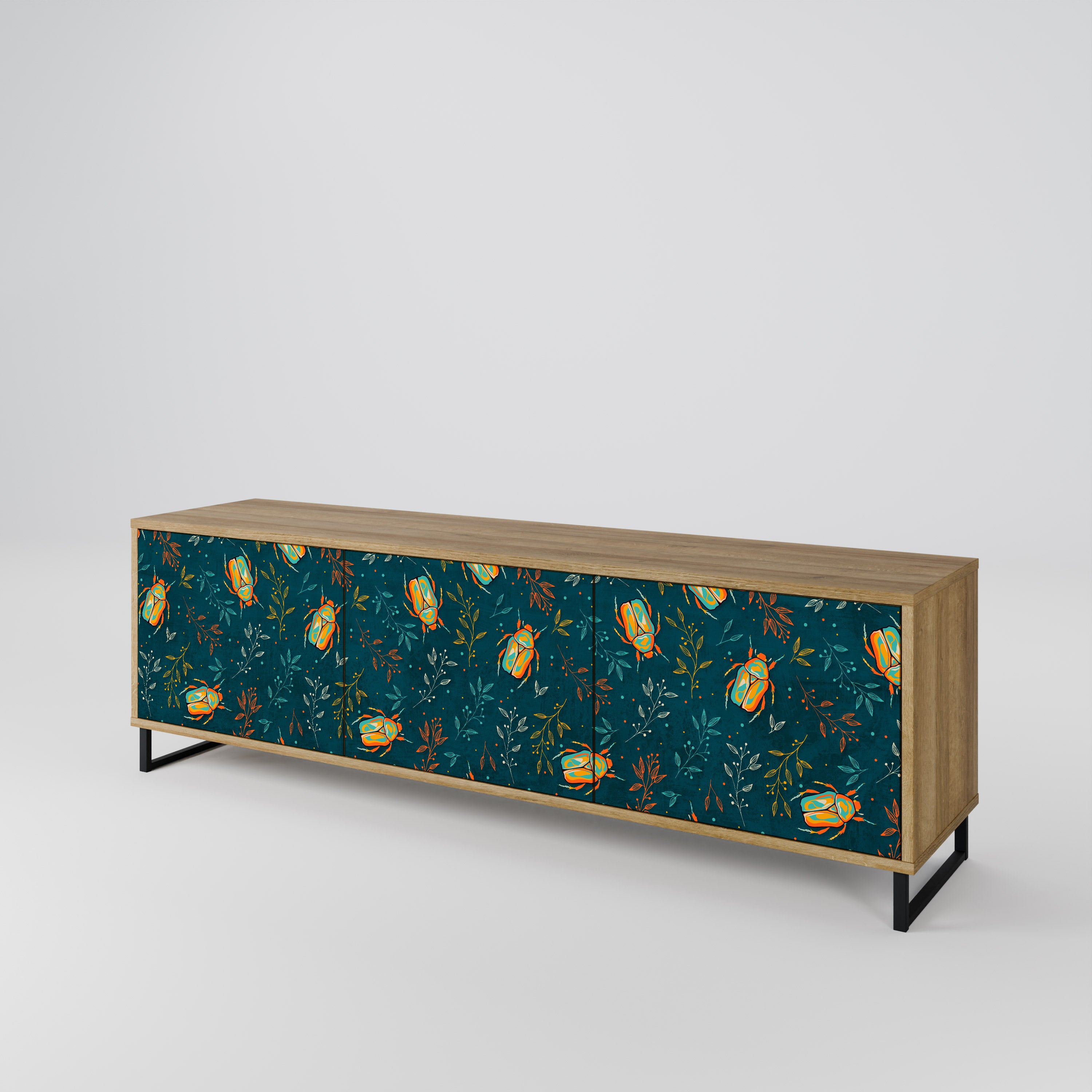 Mueble de TV de 3 puertas AUTUMN INSECTS en efecto roble