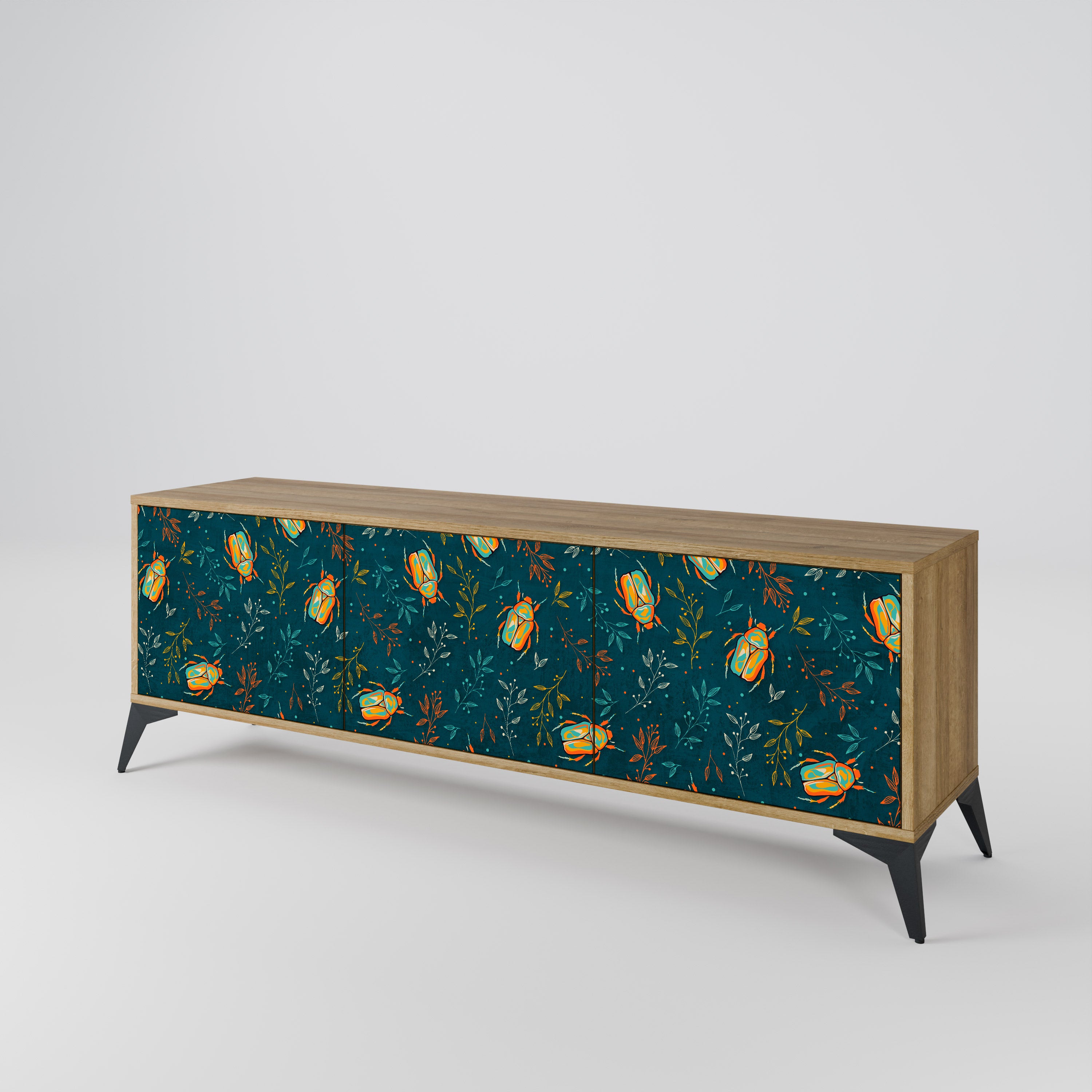 Mueble de TV de 3 puertas AUTUMN INSECTS en efecto roble